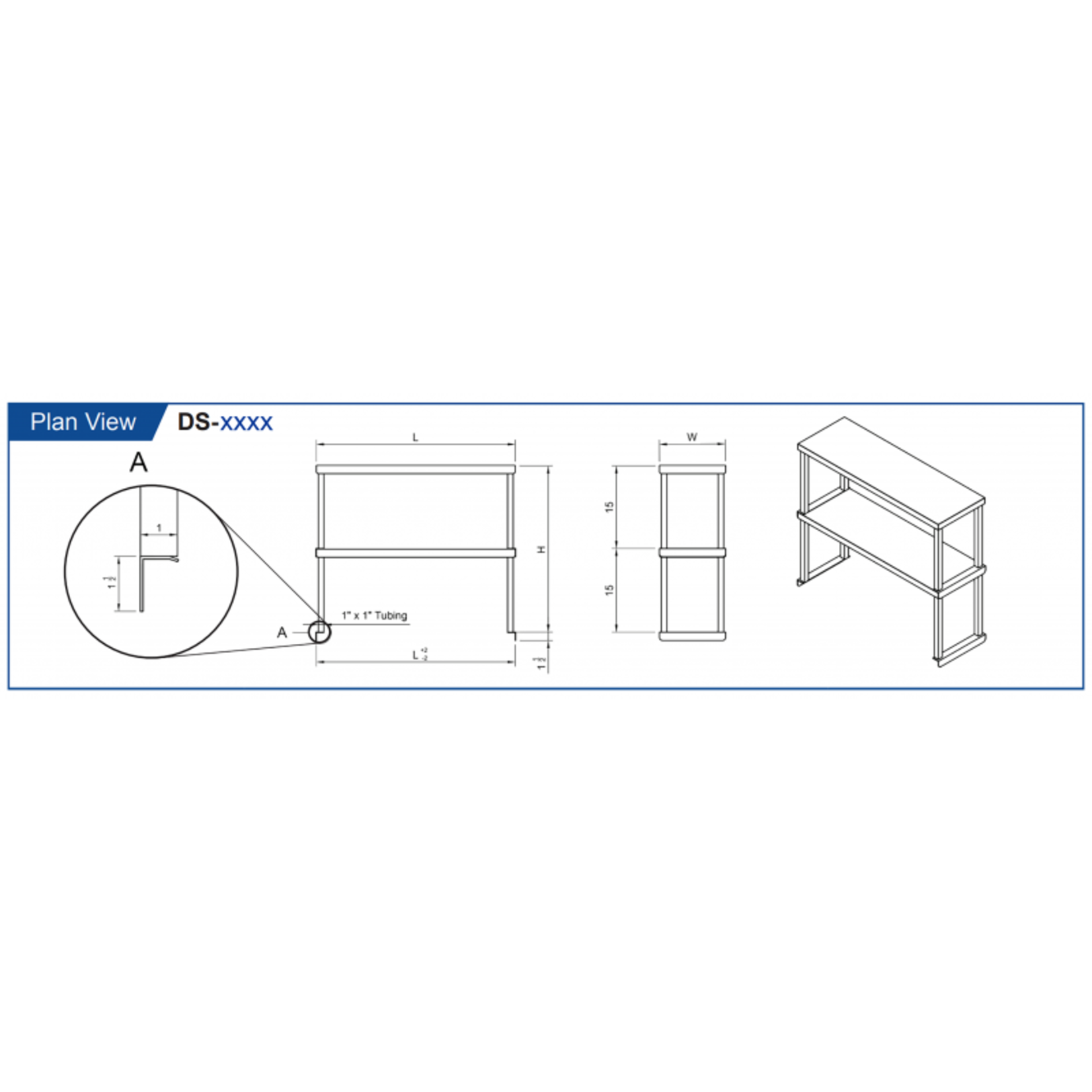 GSW USA GSW - S/S Double Shelving for Work and Cold Table