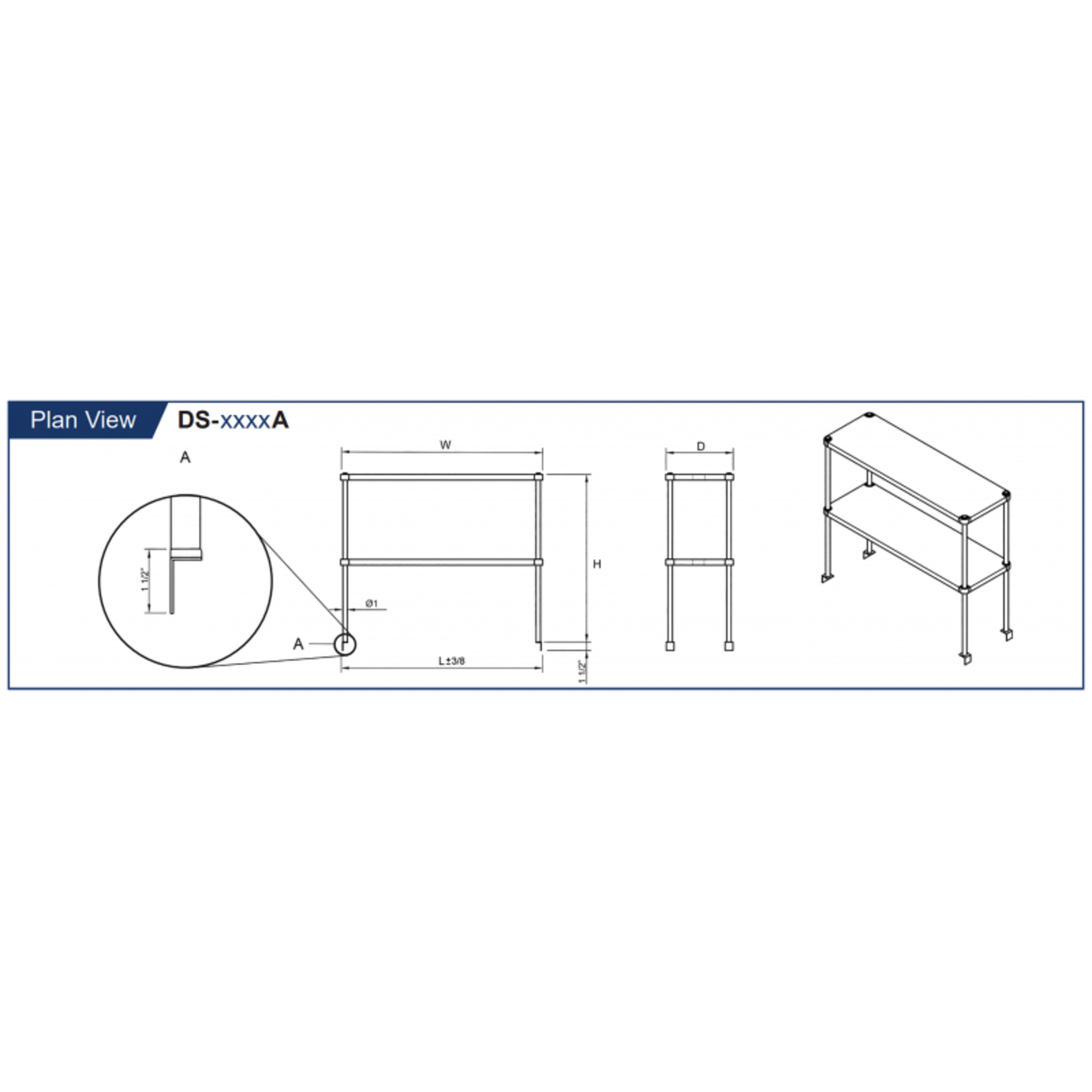 GSW USA GSW - Stainless Steel Adjustable Double Over Shelf