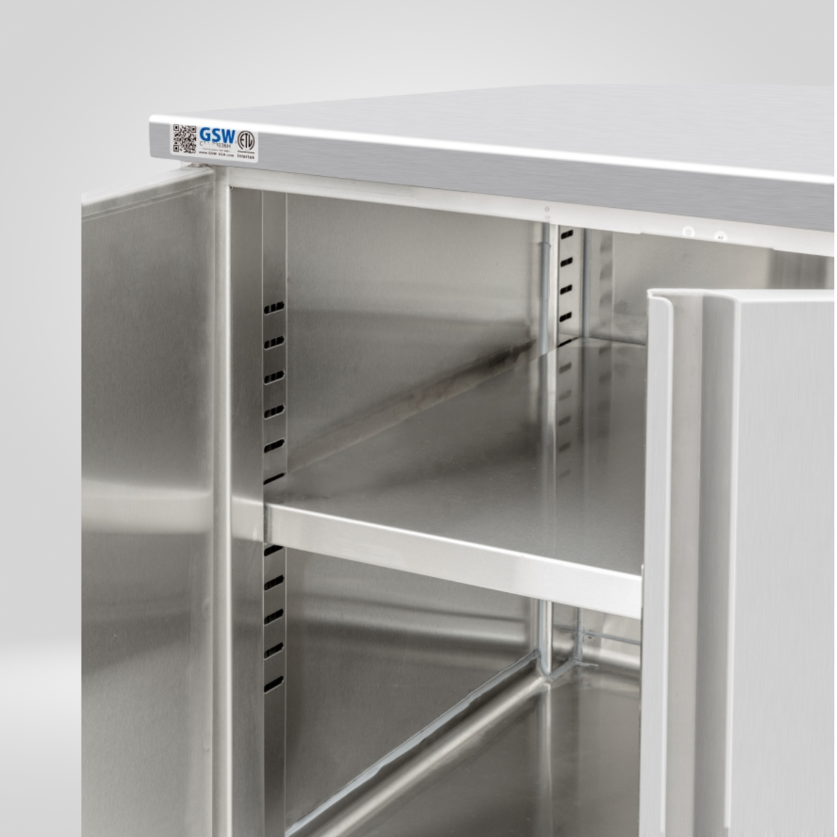 GSW USA GSW - 4" Rear Upturn Enclosed Work Table - Sliding Doors