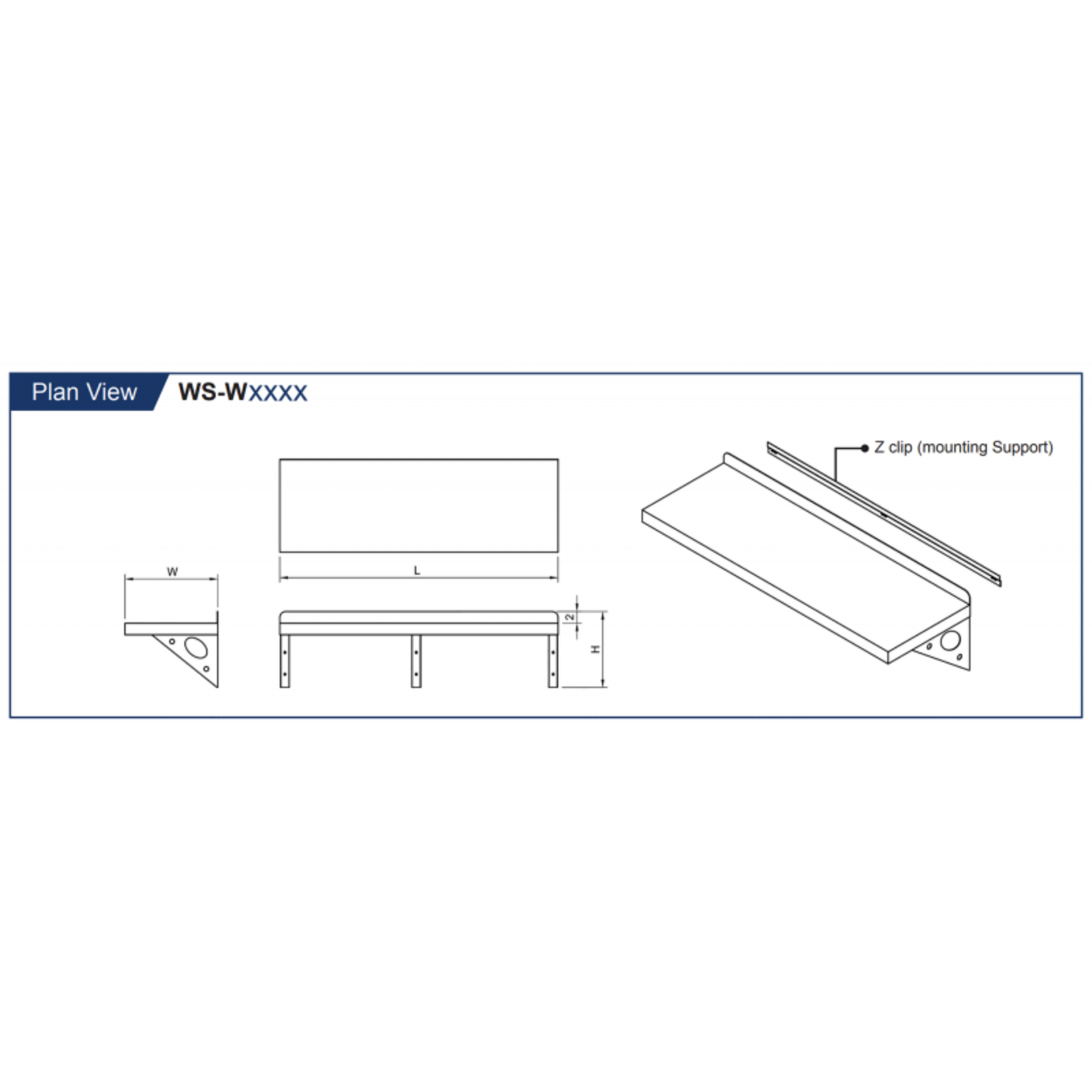 GSW USA GSW -  Stainless Steel Wall Mount Shelf