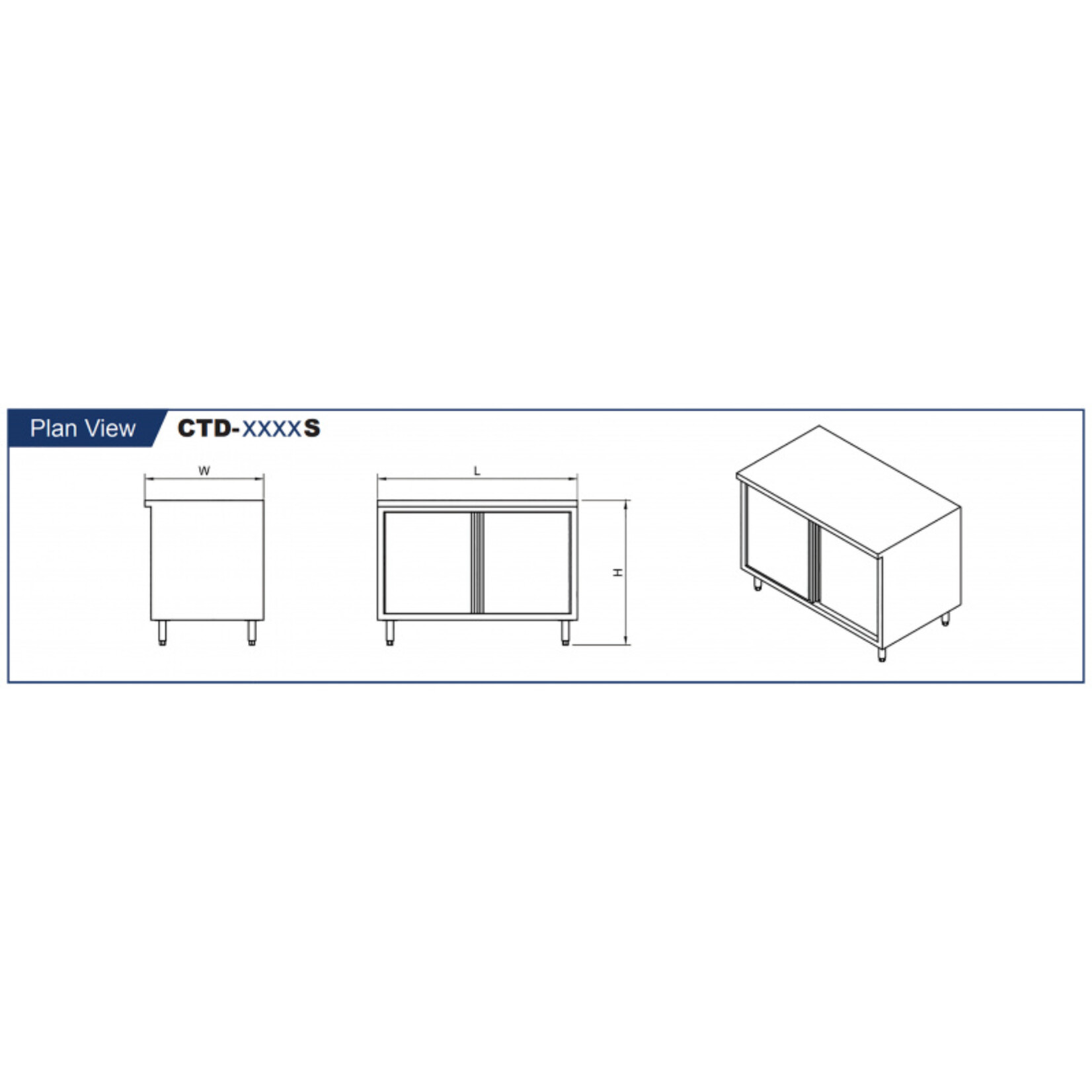 GSW USA GSW - Flat Top Enclosed Work Table - Sliding Door