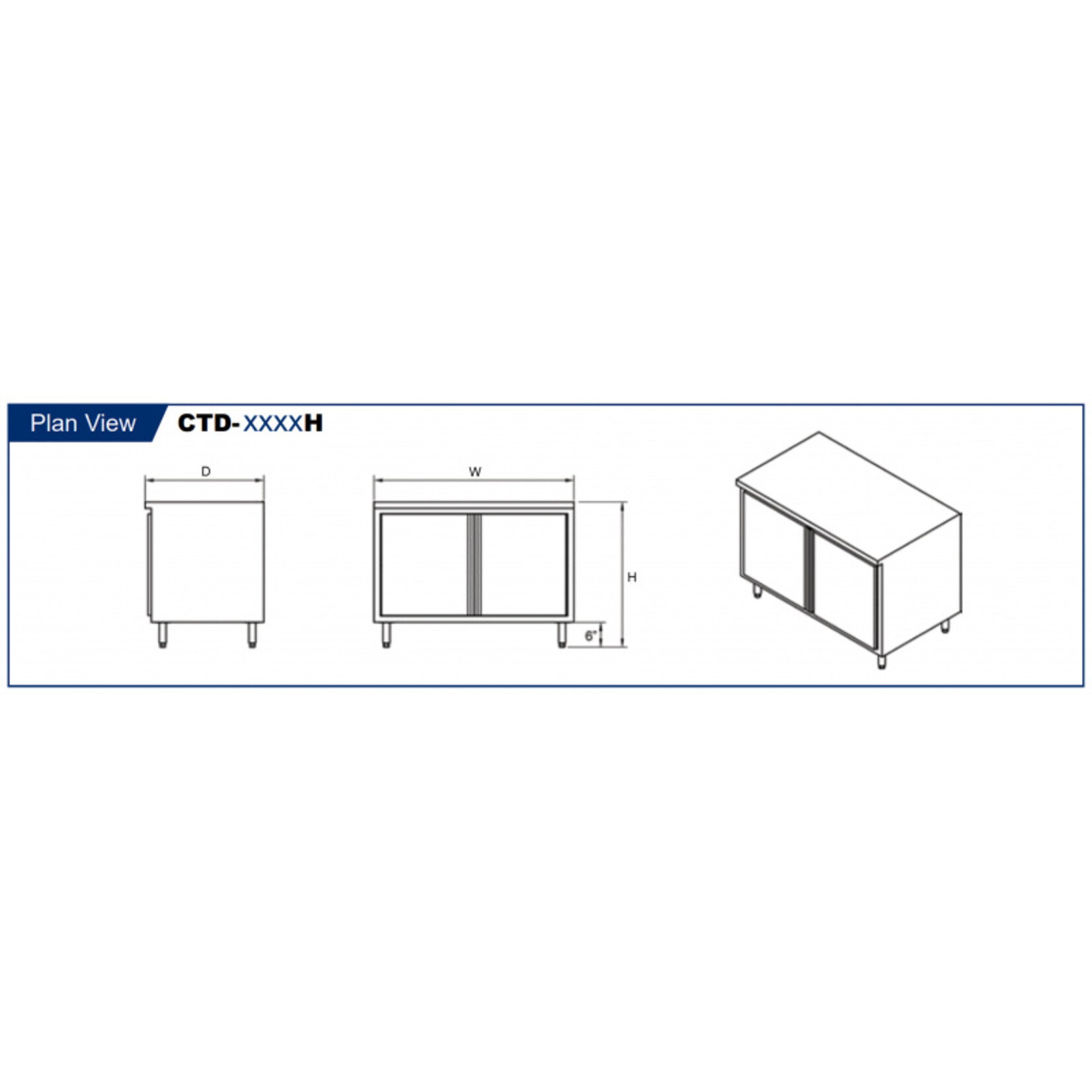 GSW USA GSW - Flat Top Enclosed Work Table - Hinged Door