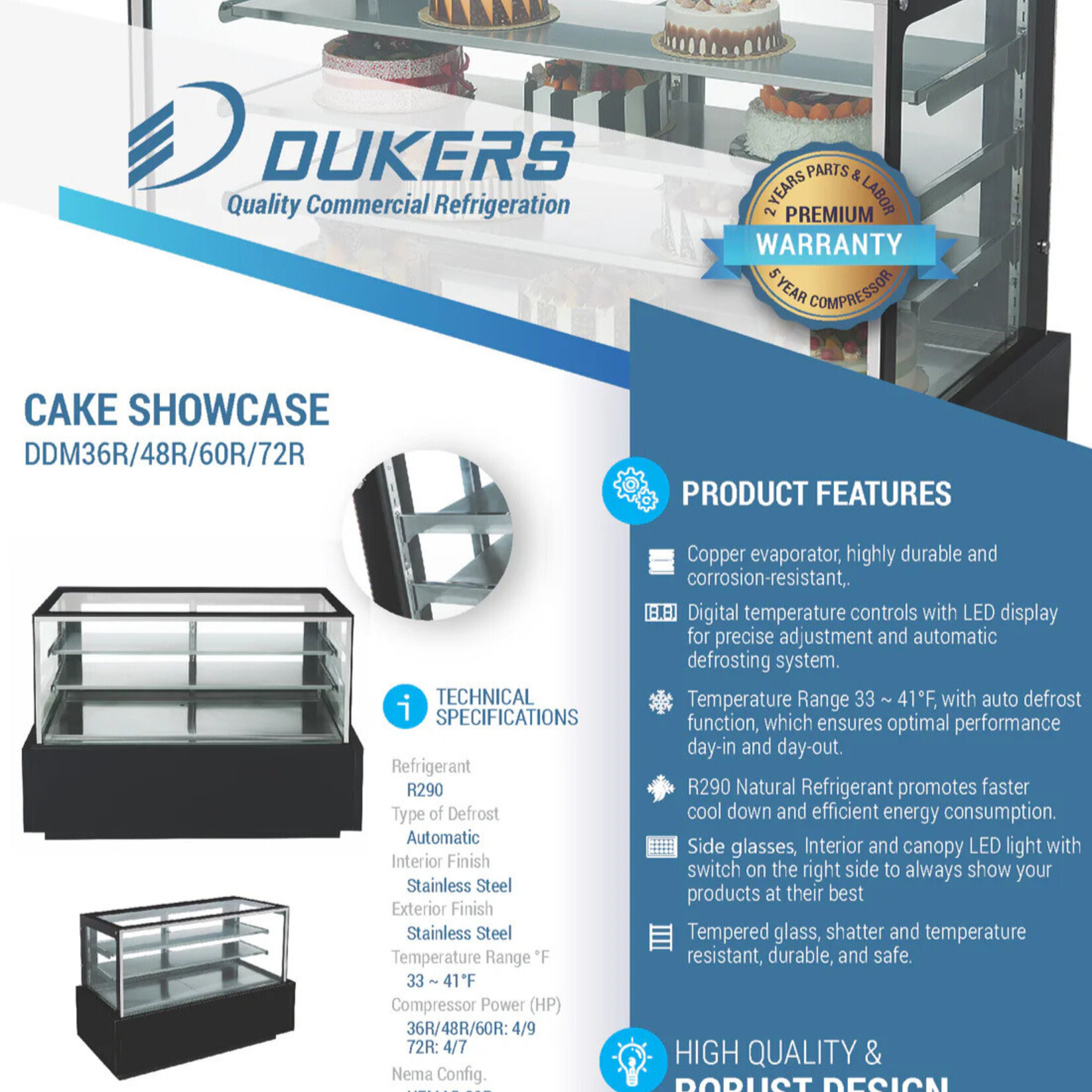 DUKERS DUKERS - Curved Glass 48" Cake Showcase