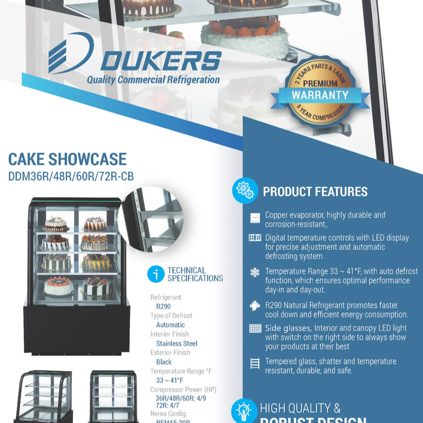DUKERS DUKERS - Curved Glass 60" Cake Showcase