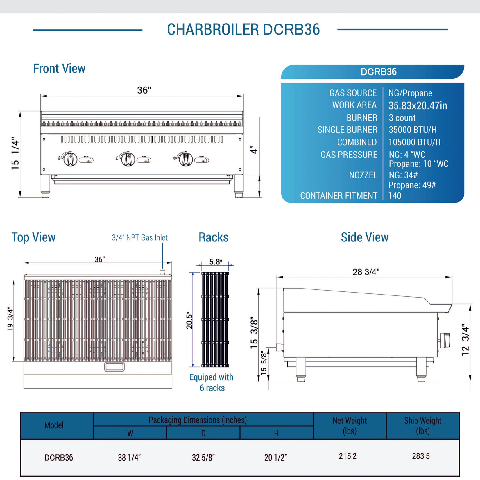 DUKERS DUKERS - 36 in. Charbroilers