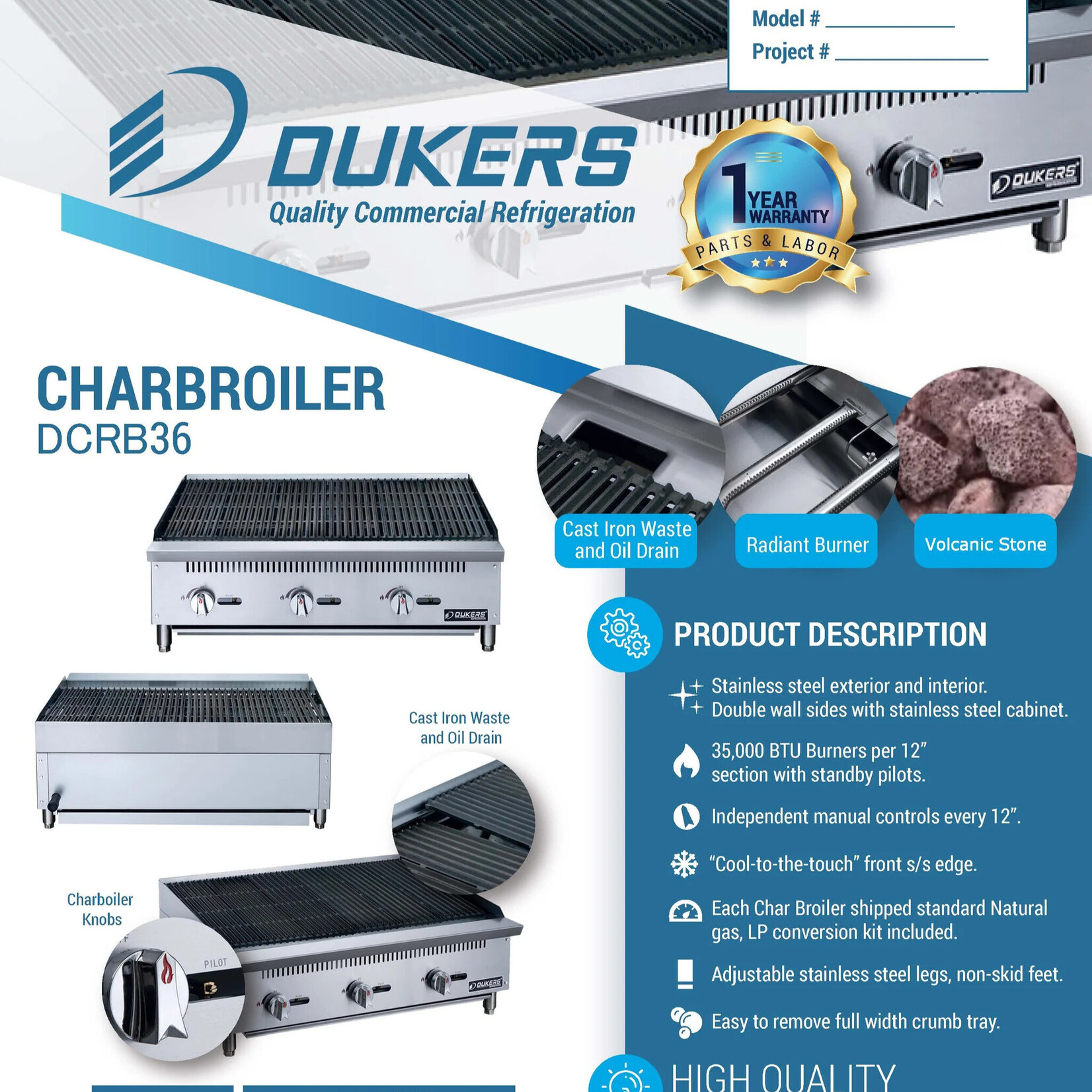 DUKERS DUKERS - 36 in. Charbroilers