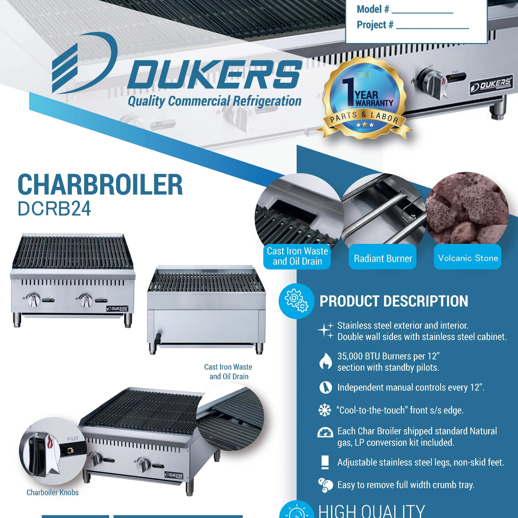 DUKERS DUKERS - 24 in. W Countertop Charbroiler