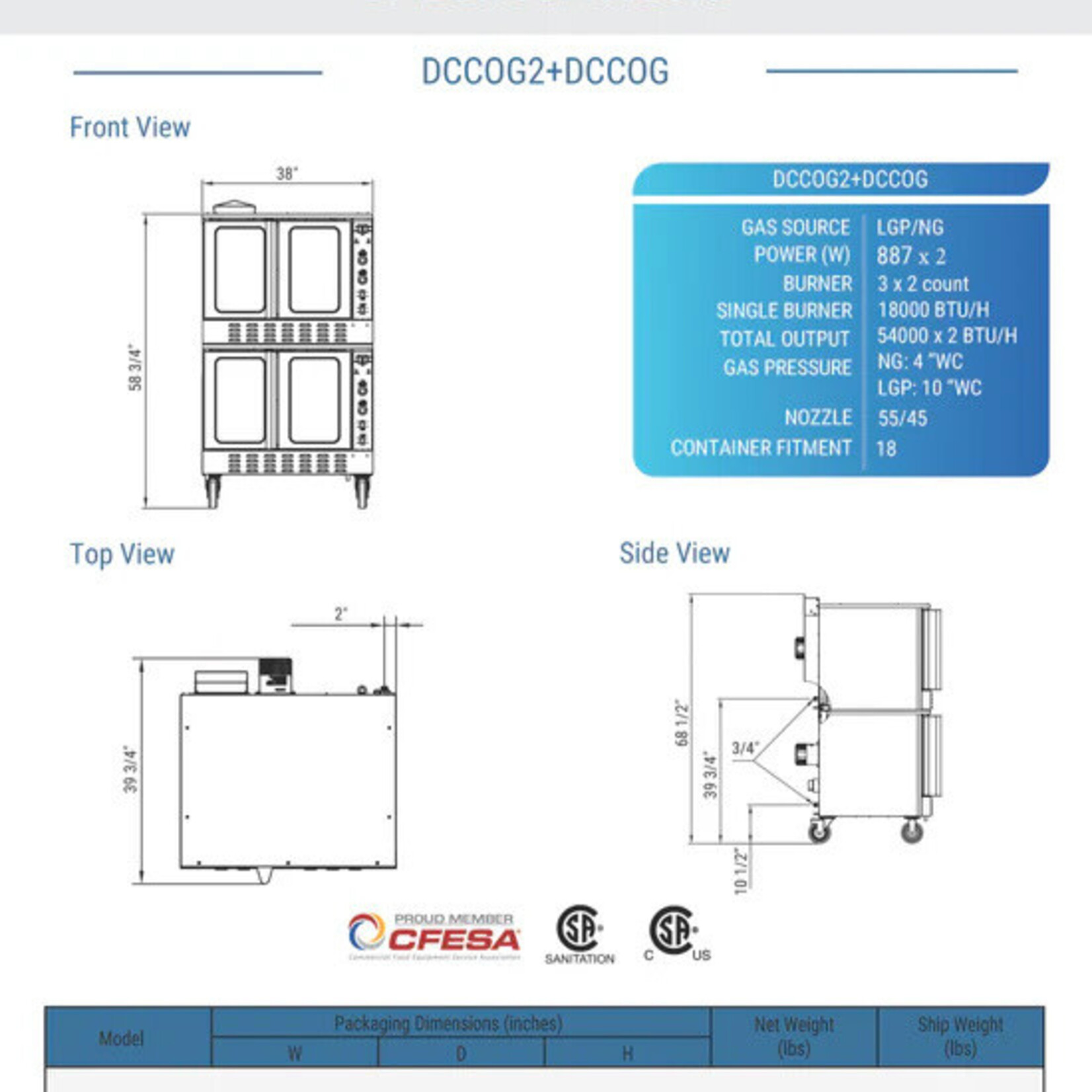 DUKERS DUKERS - Convection Ovens Double