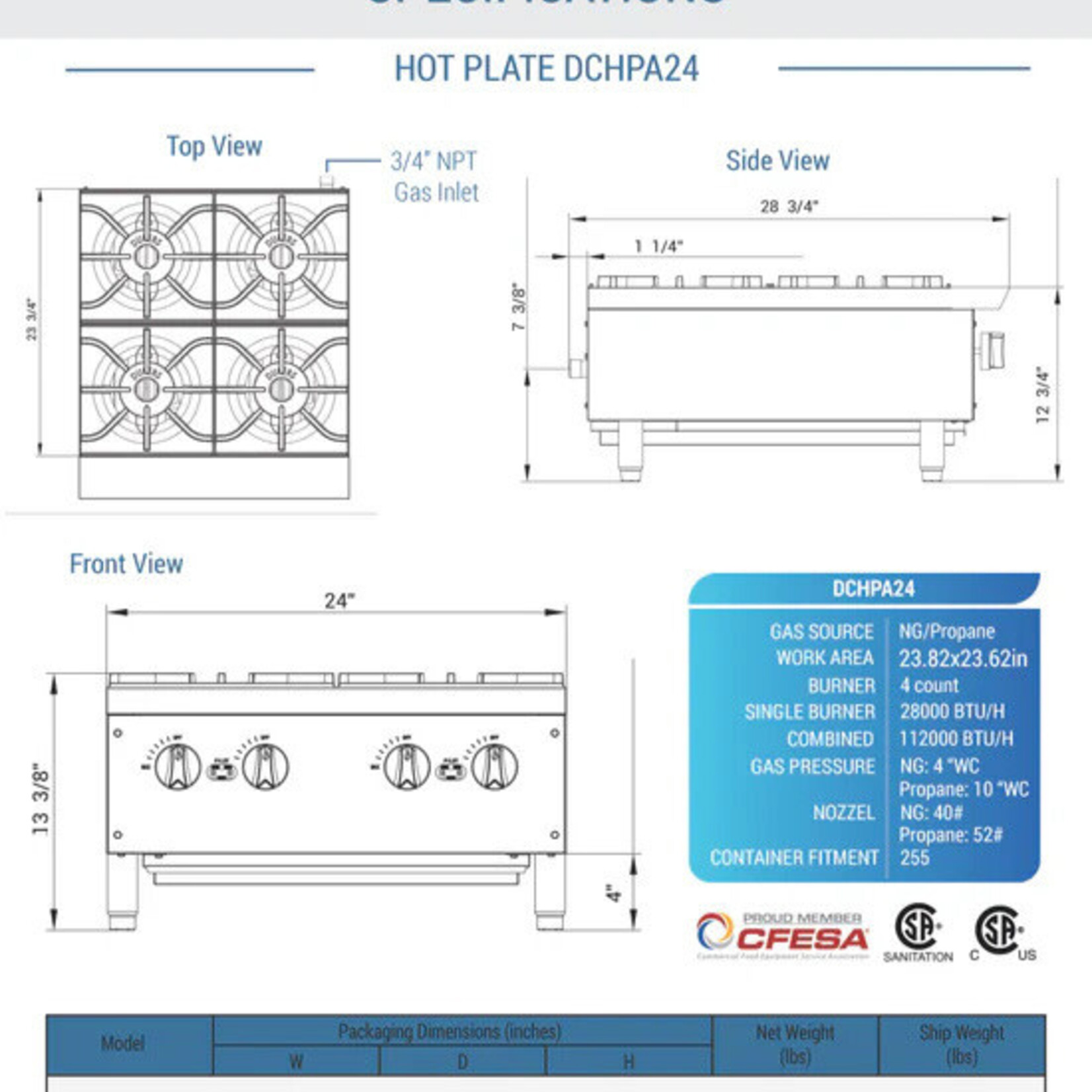 DUKERS DUKERS -  Hot Plate with 4 Burners