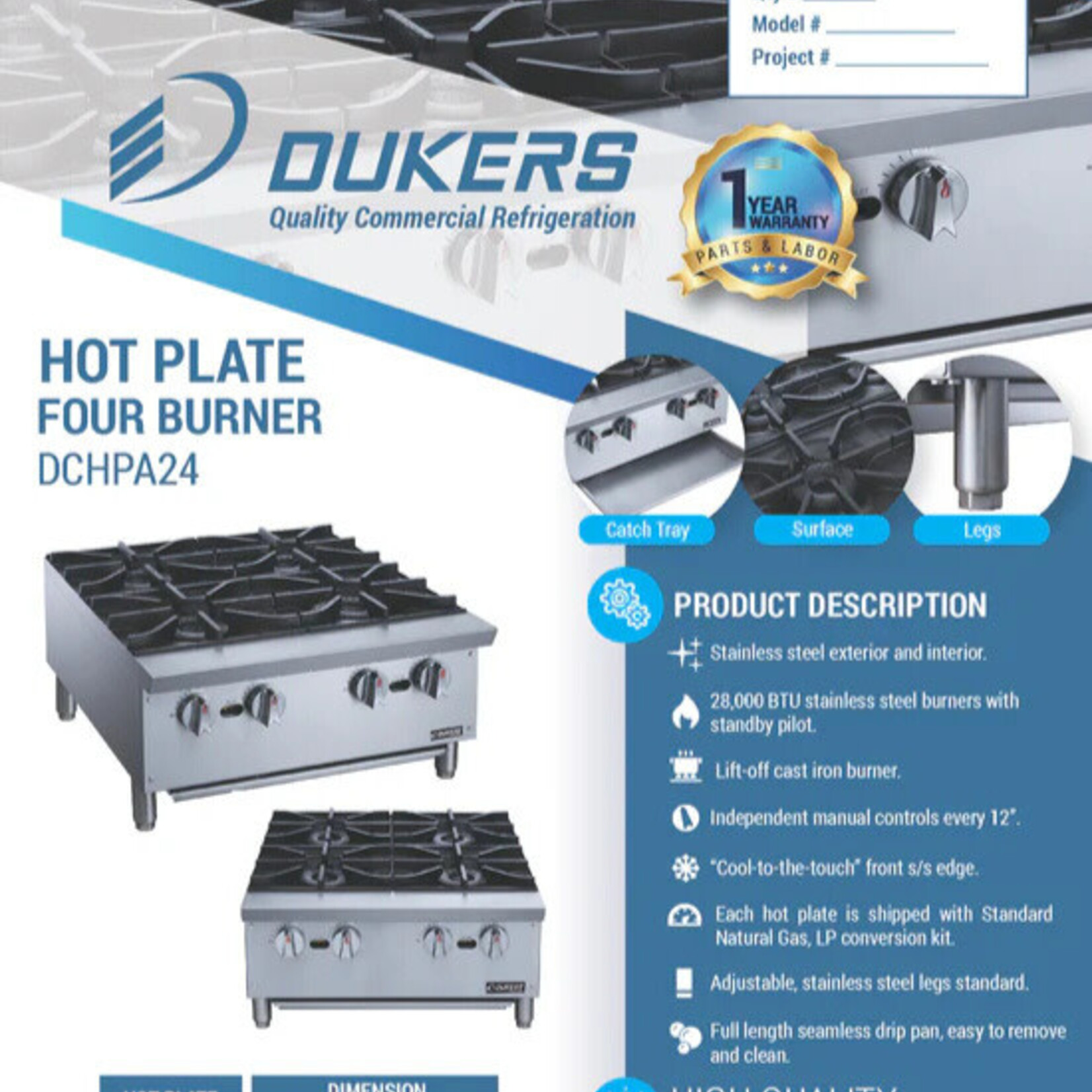 DUKERS DUKERS -  Hot Plate with 4 Burners