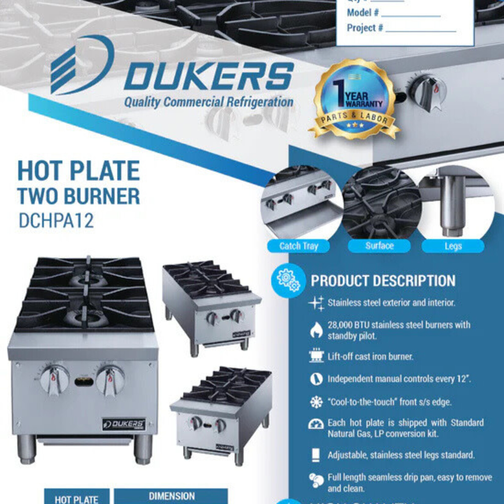 DUKERS DUKERS - Hot Plate with 2 Burners