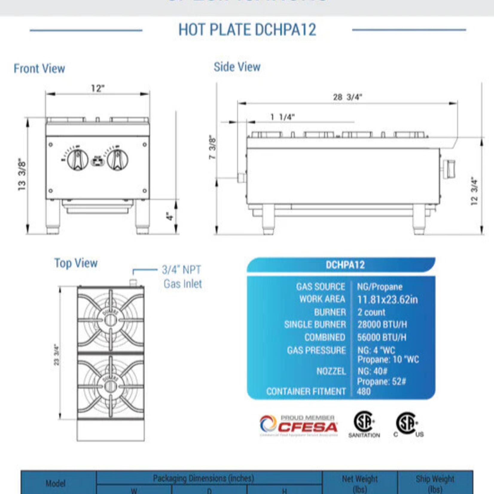 DUKERS DUKERS - Hot Plate with 2 Burners