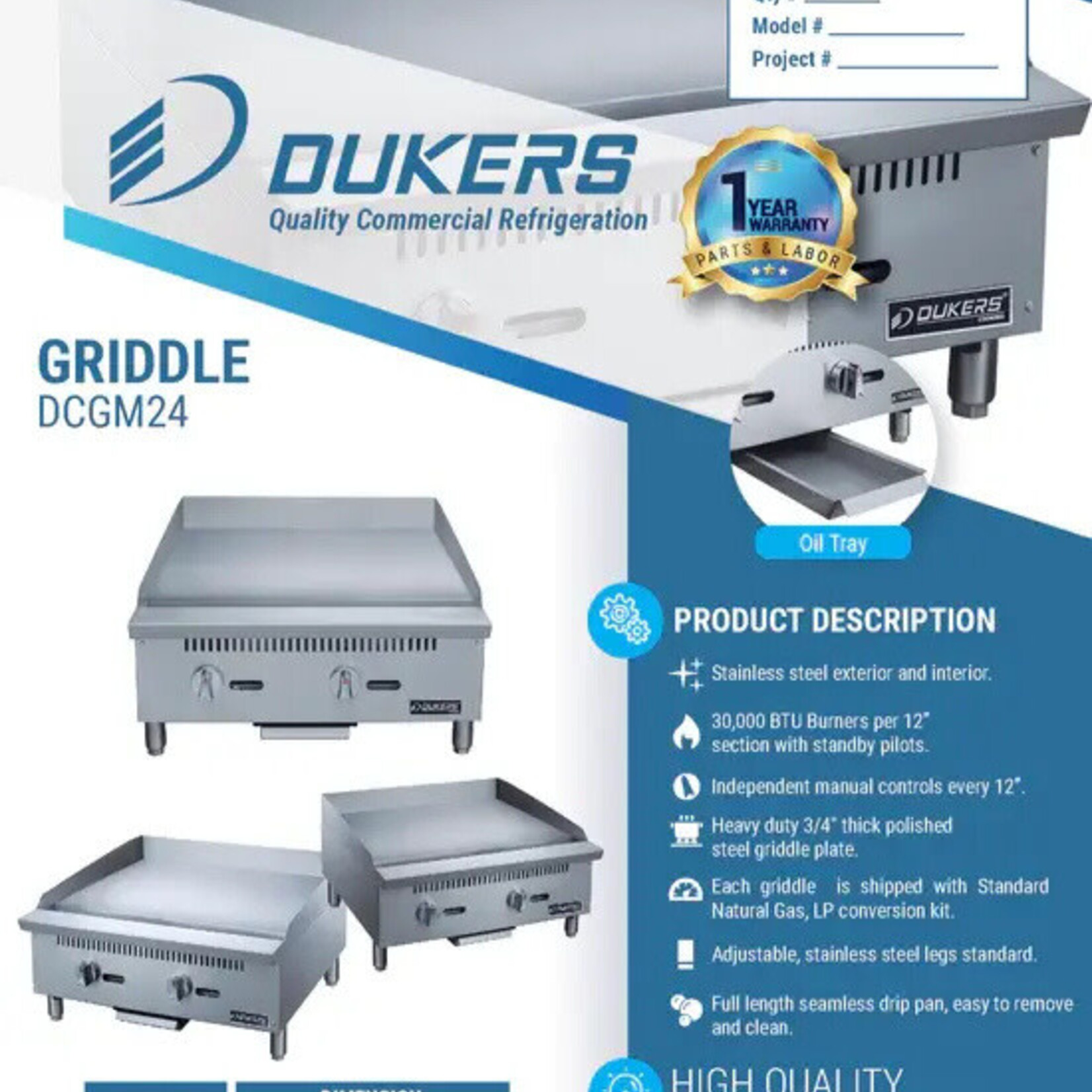 DUKERS DUKERS - 24 in. W Griddle with 2 Burners
