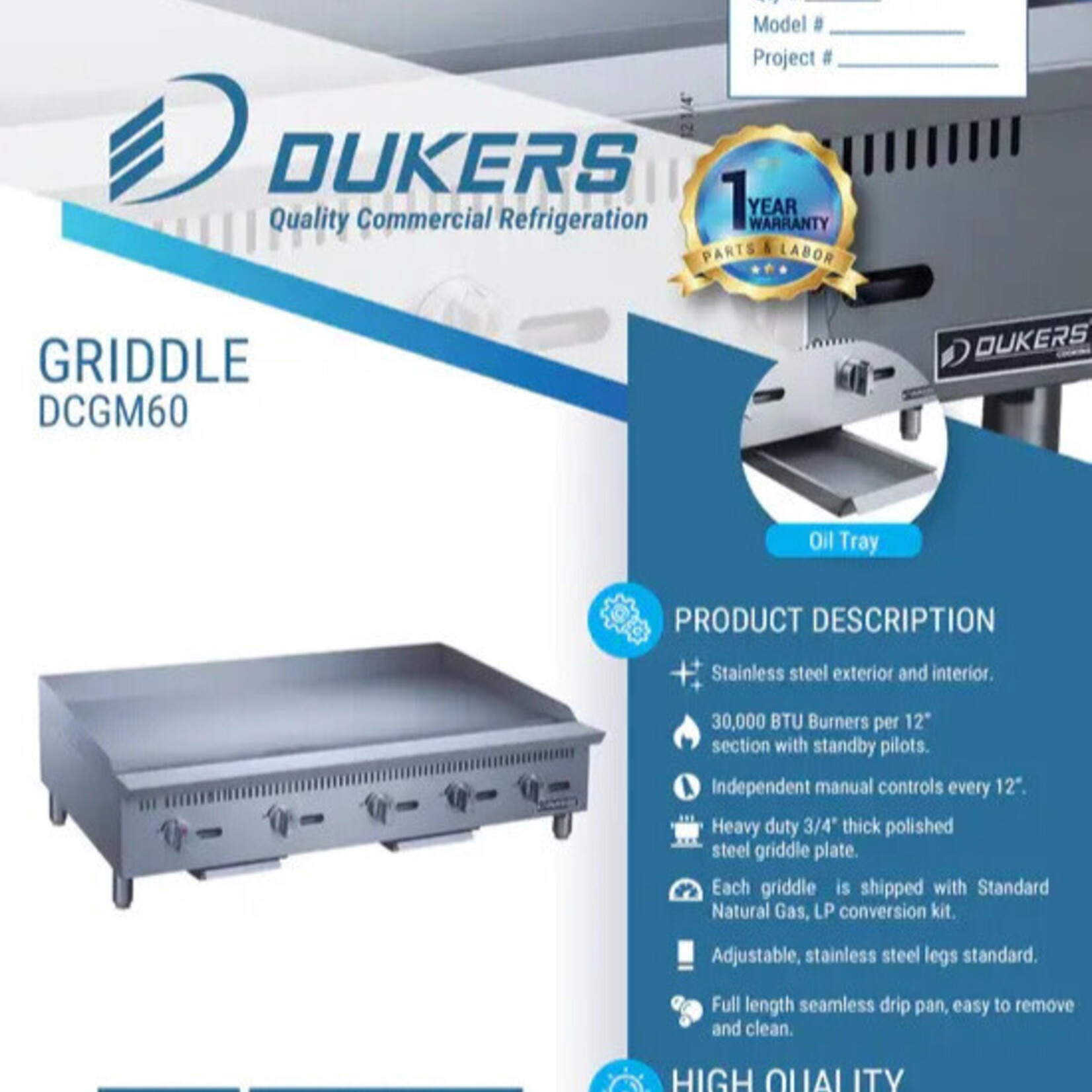 DUKERS DUKERS - 60 in. W Griddle with 5 Burners