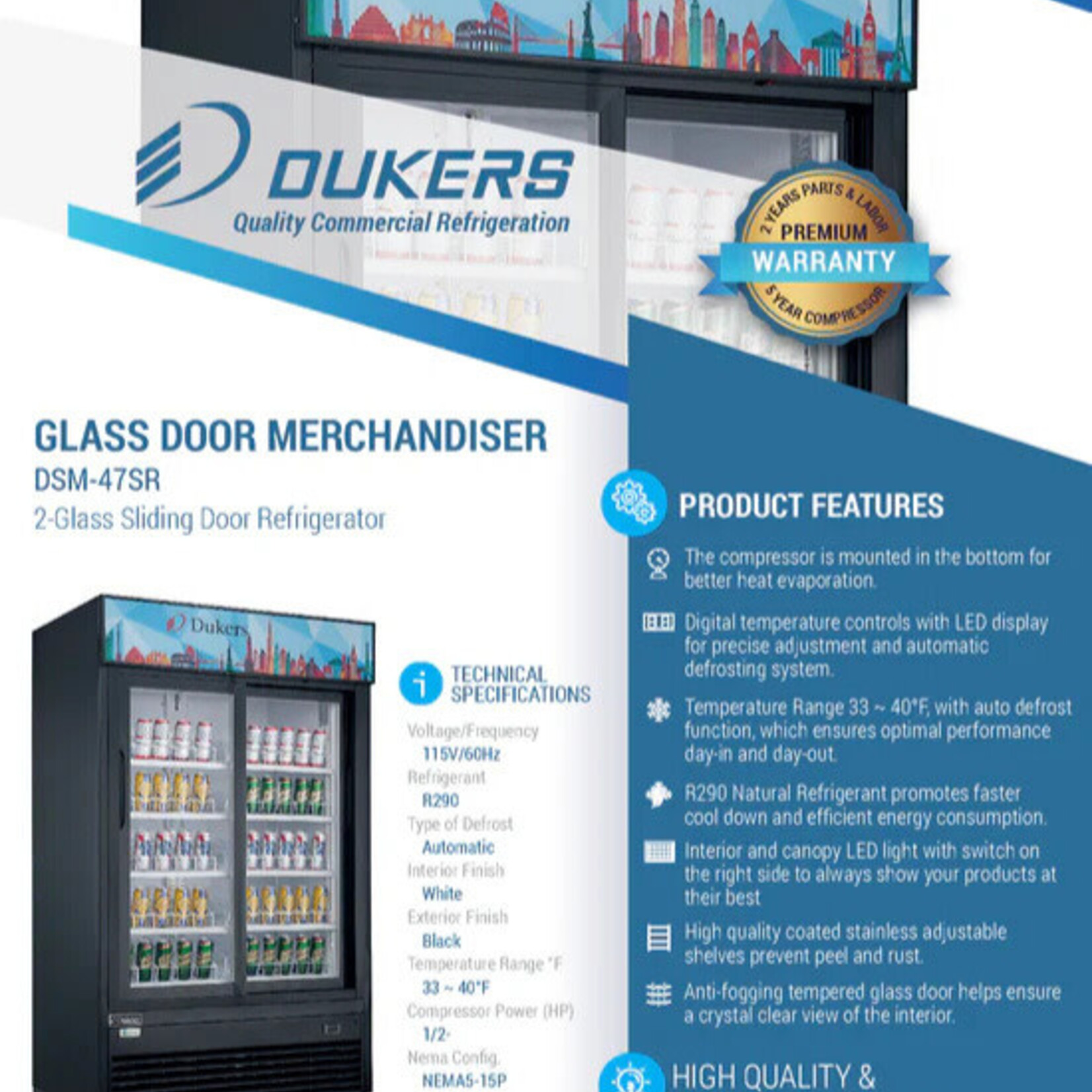 DUKERS DUKERS - 2-DoorGlass Door Merchandisers Sliding