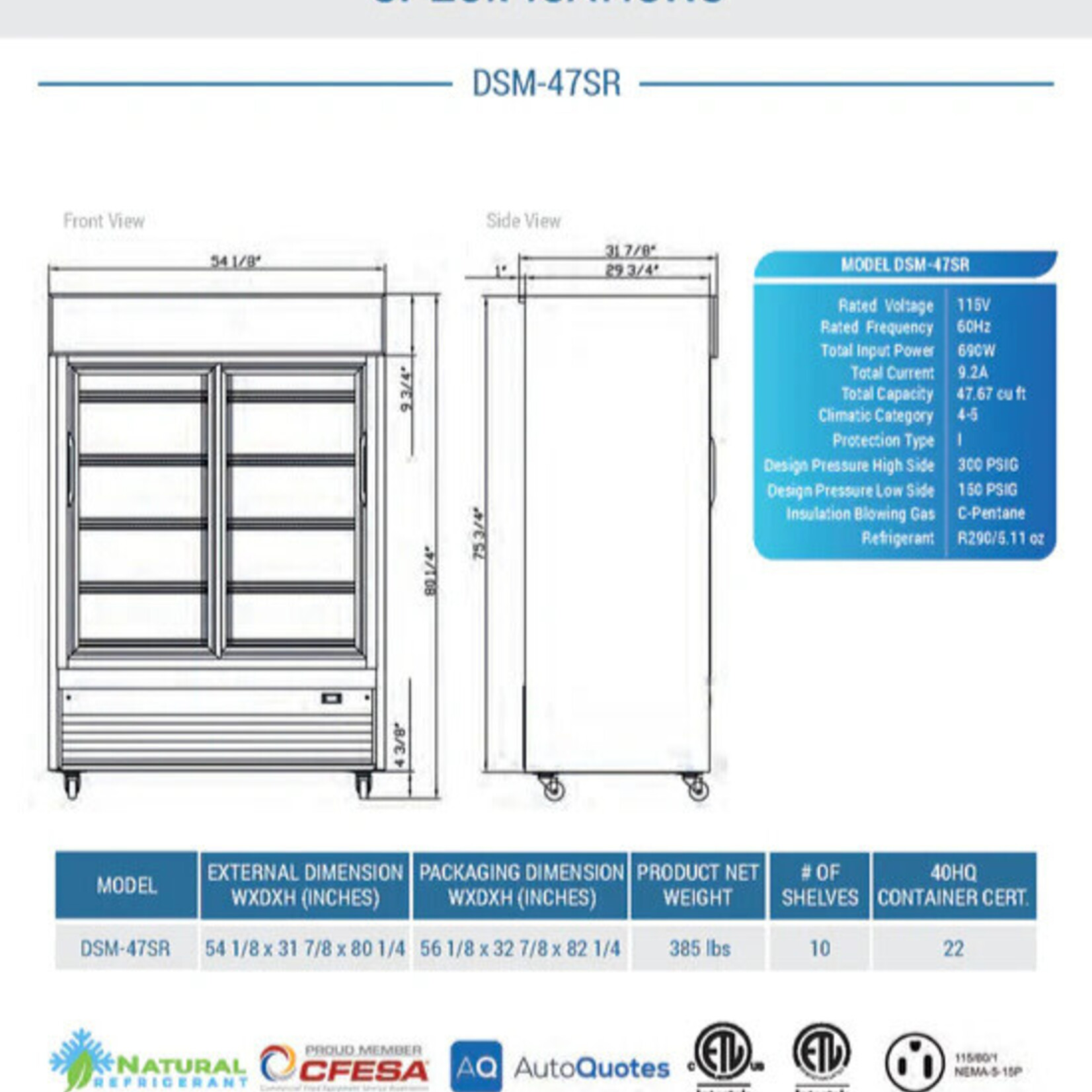 DUKERS DUKERS - 2-DoorGlass Door Merchandisers Sliding