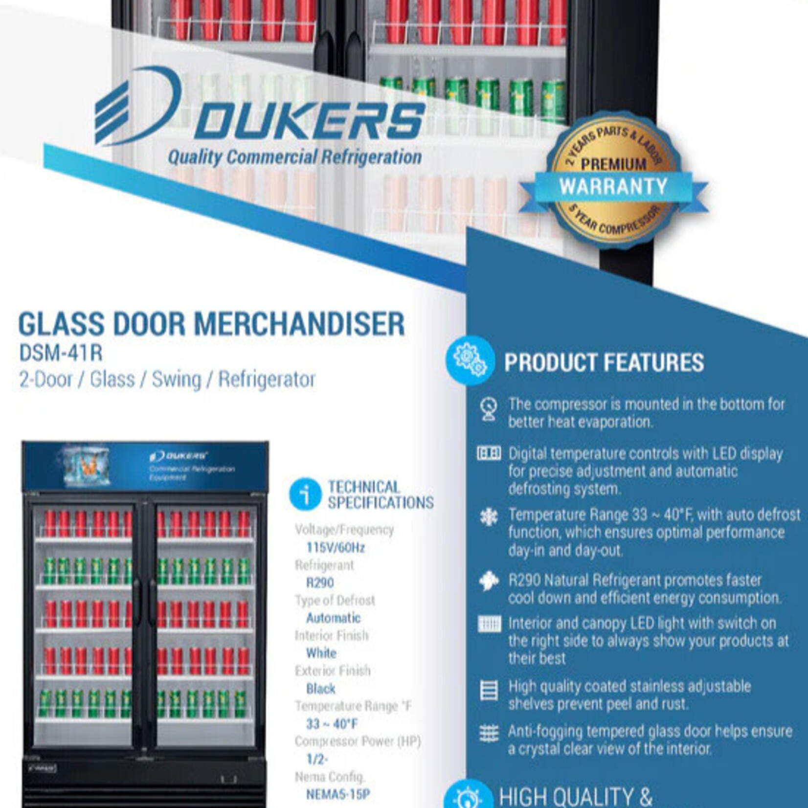 DUKERS DUKERS - 2-Door Glass Door Merchandisers Swing