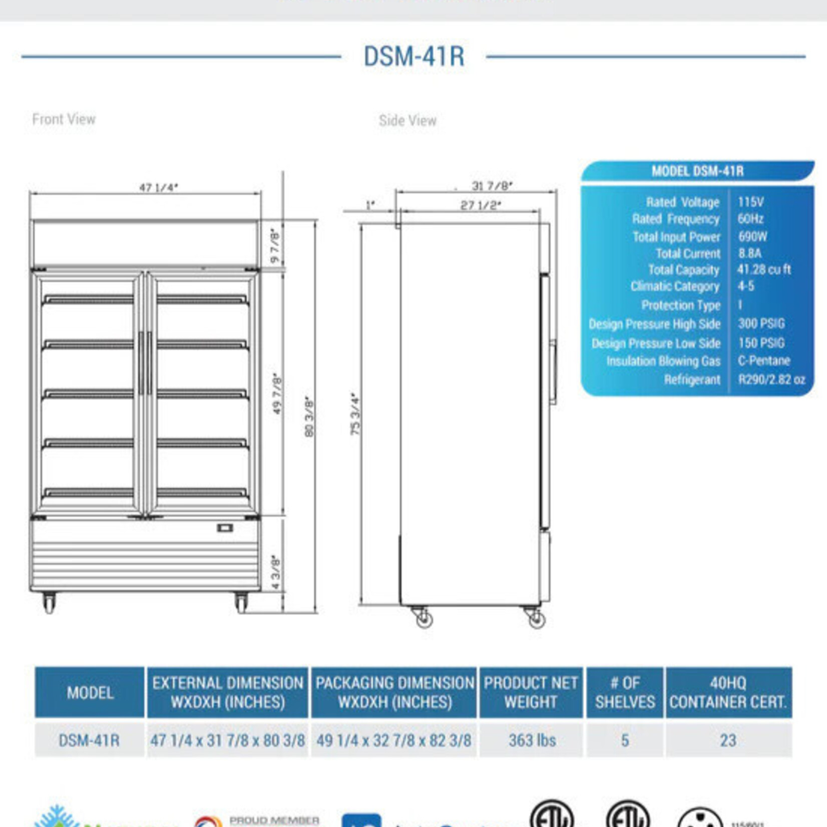 DUKERS DUKERS - 2-Door Glass Door Merchandisers Swing