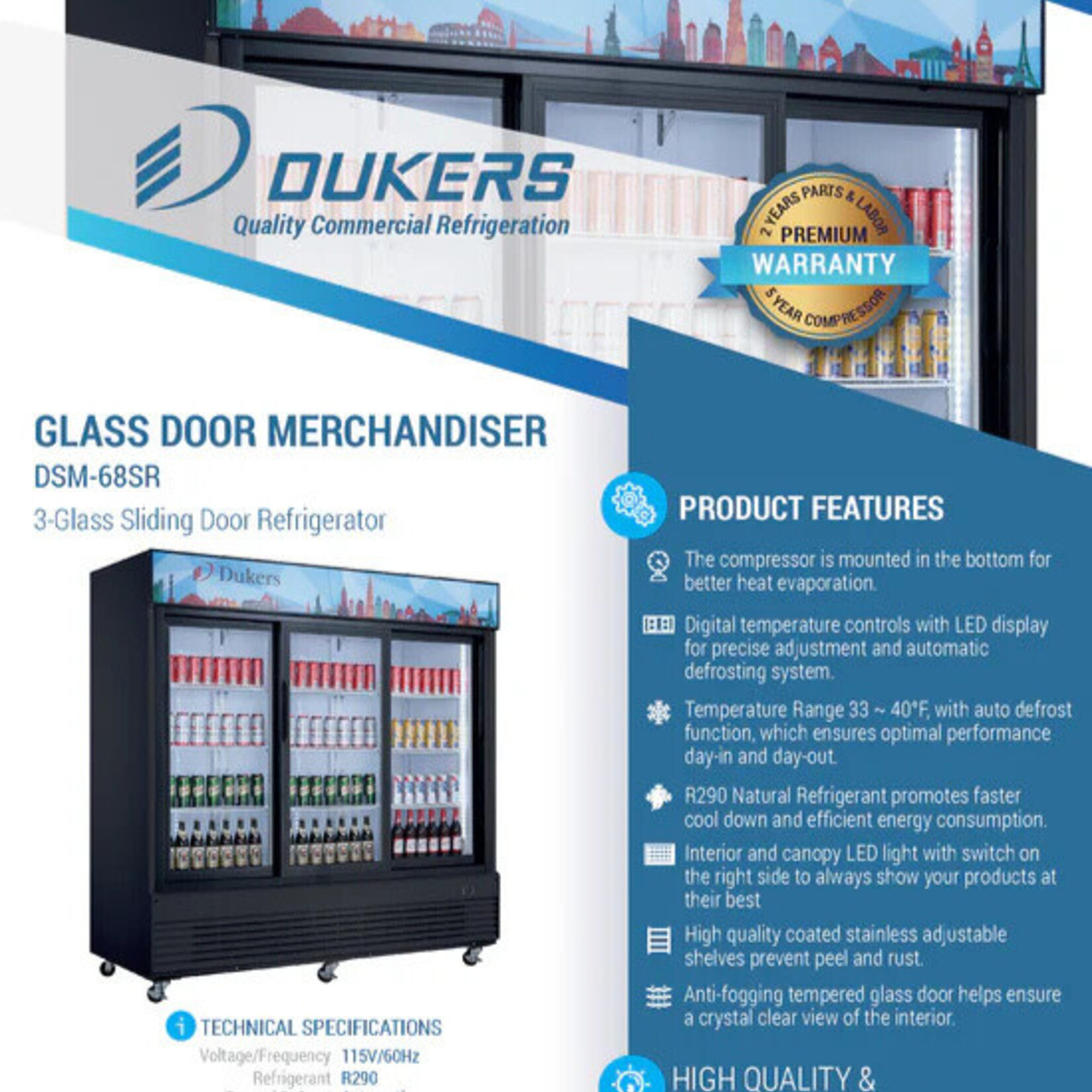 DUKERS DUKERS - 3-Door Glass Door Merchandisers Sliding