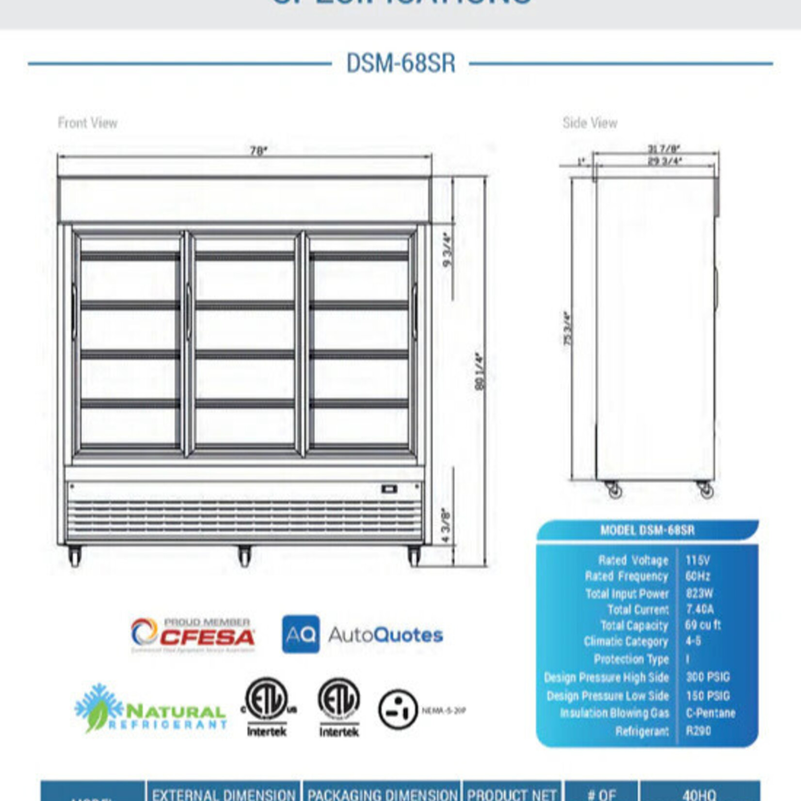 DUKERS DUKERS - 3-Door Glass Door Merchandisers Sliding