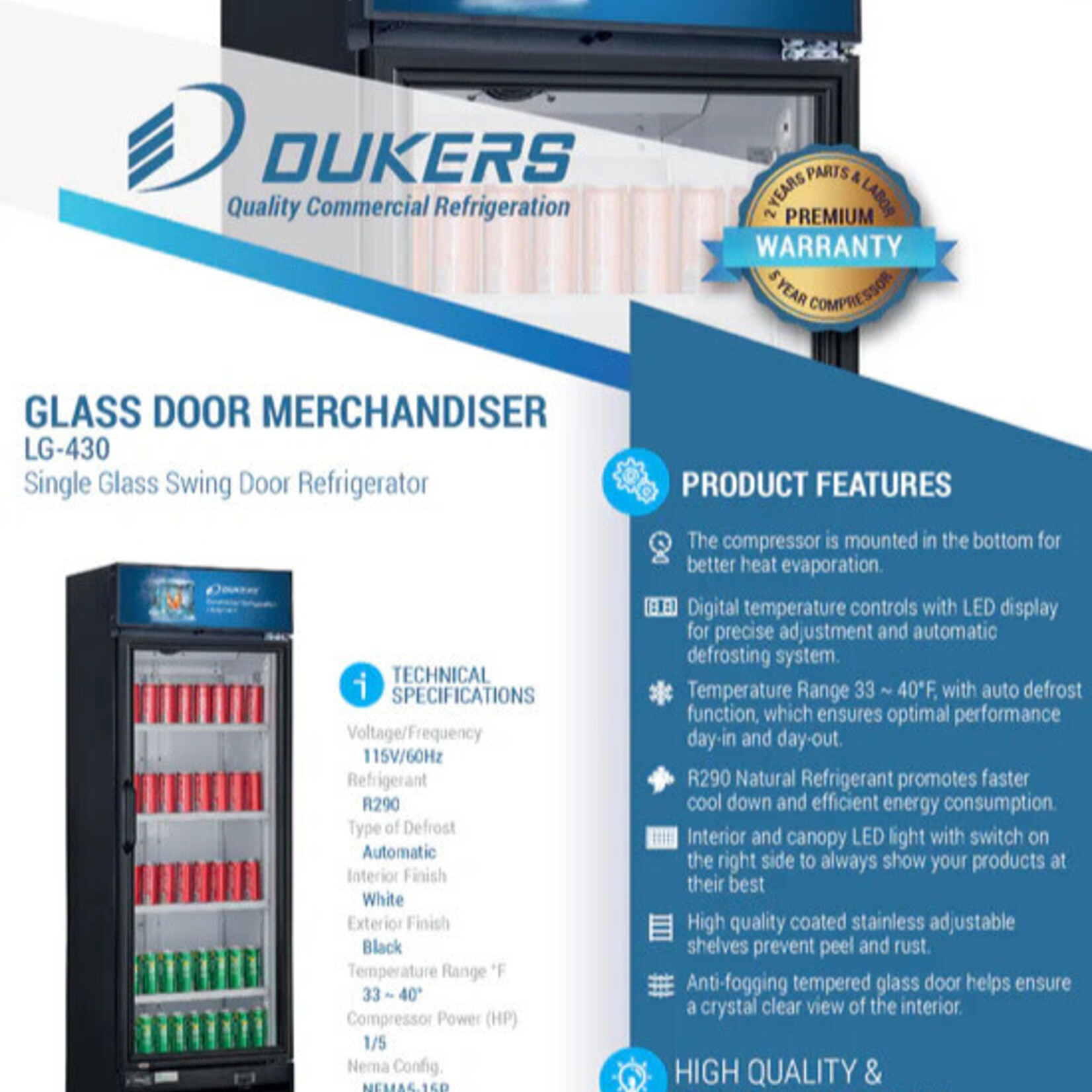 DUKERS DUKERS - Single Swing Glass Door Merchandisers