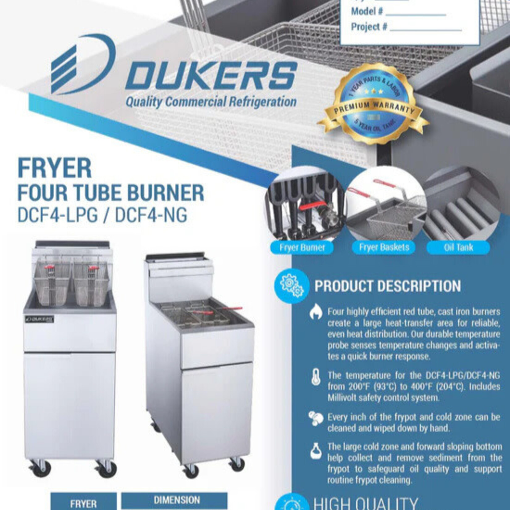 DUKERS DUKERS - 4 Tube Burners Natural Gas Fryer
