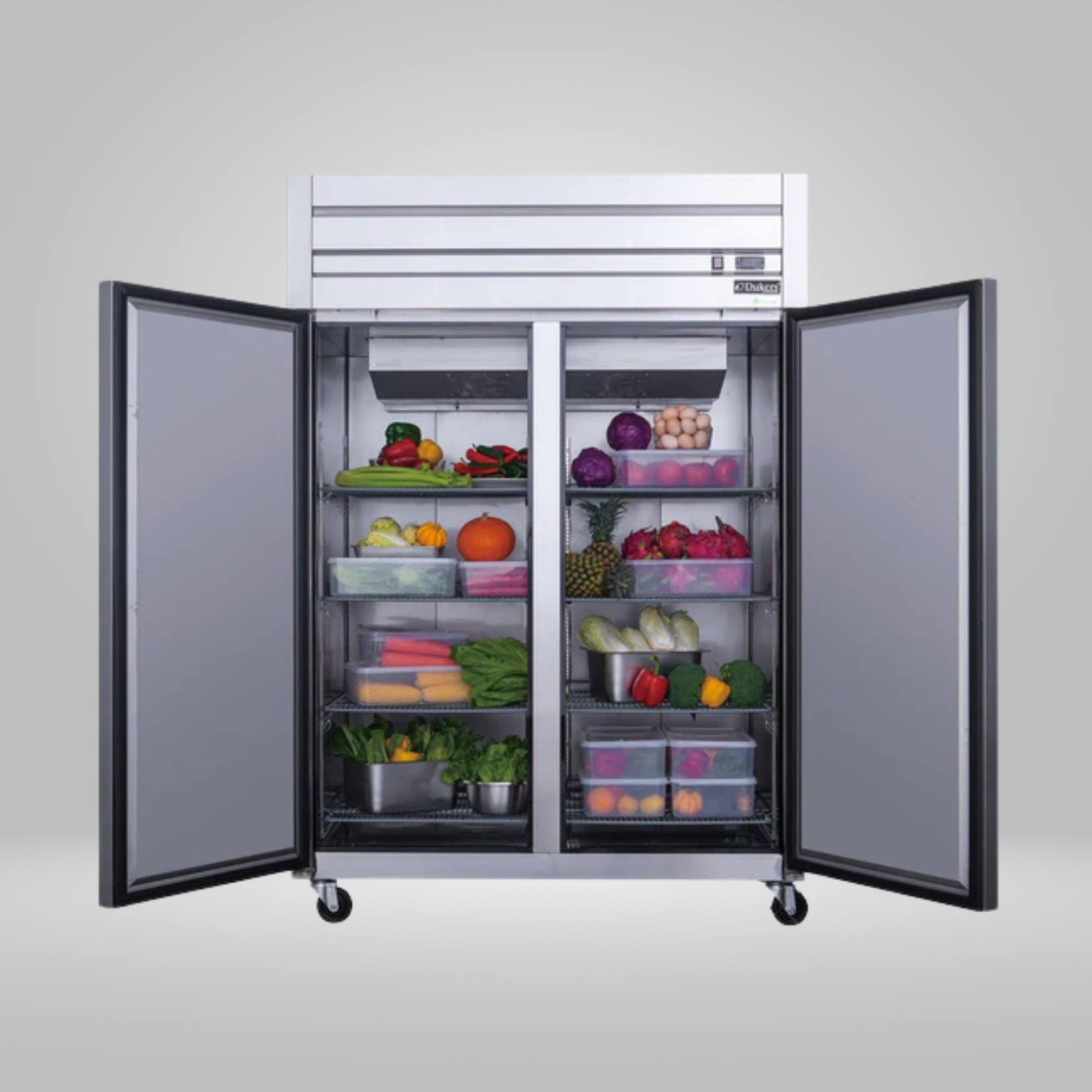 DUKERS DUKERS - 2-Door Top Mount Commercial  Refrigerator in Stainless Steel