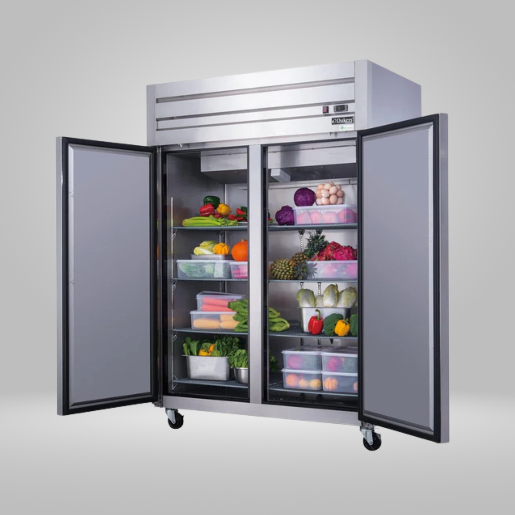 DUKERS DUKERS - 2-Door Top Mount Commercial  Refrigerator in Stainless Steel
