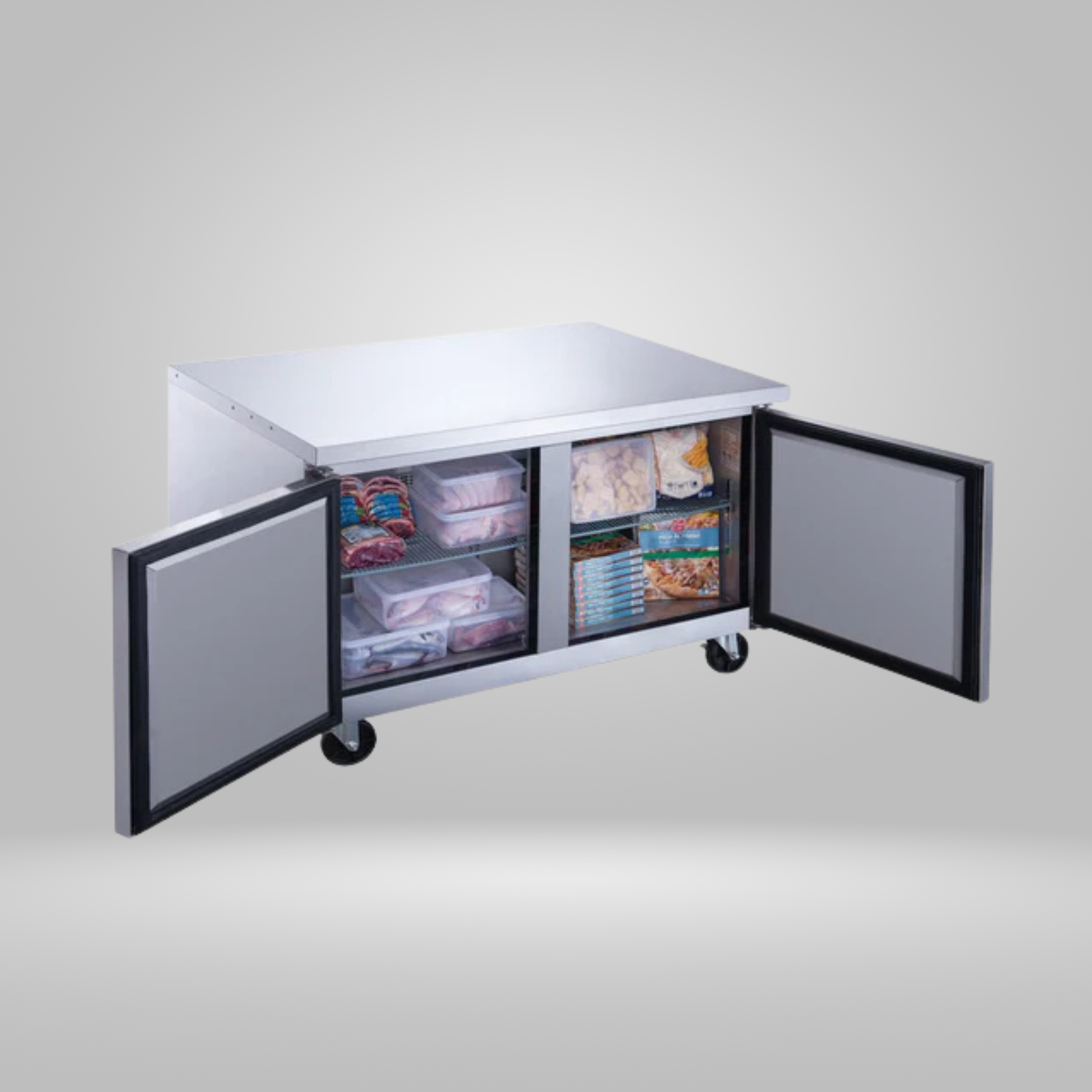 DUKERS - 2-Door Undercounter Freezer in Stainless Steel