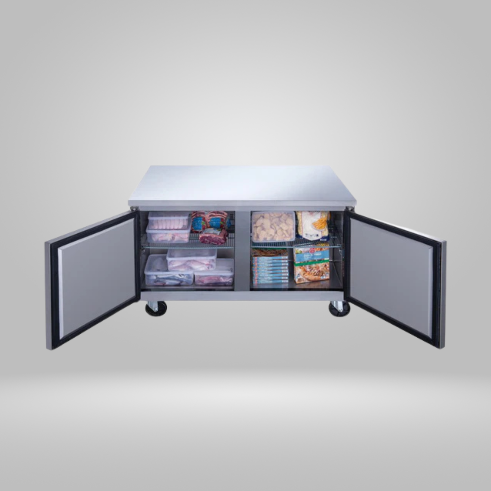 DUKERS - 2-Door Undercounter Freezer in Stainless Steel