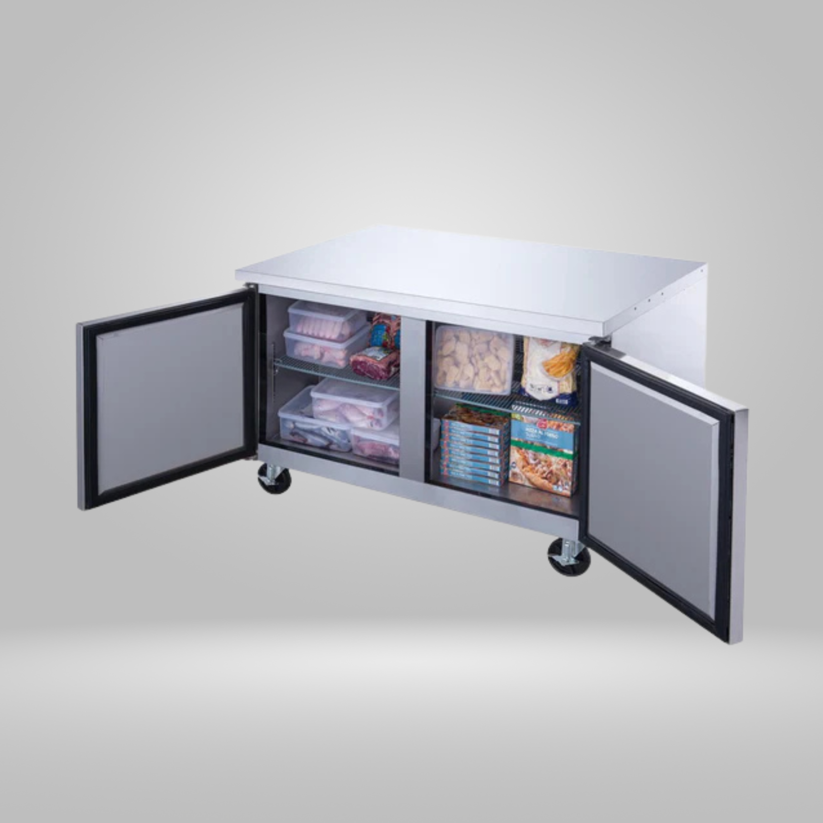 DUKERS - 2-Door Undercounter Freezer in Stainless Steel