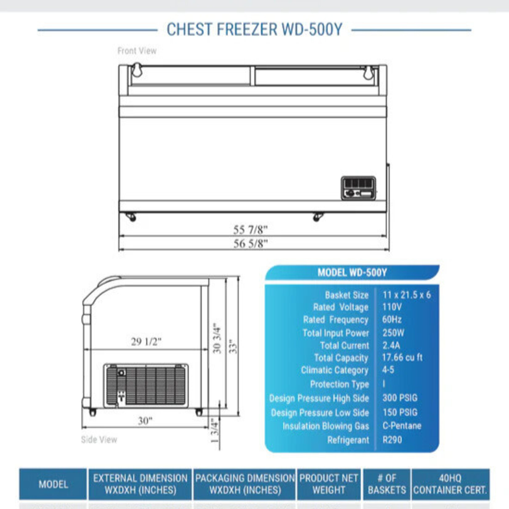 DUKERS DUKERS - 56" Commercial Chest Freezer in White