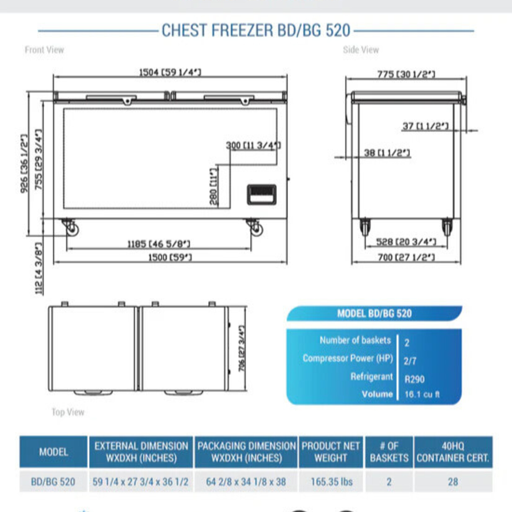 DUKERS DUKERS - 59" Commercial Chest Freezer