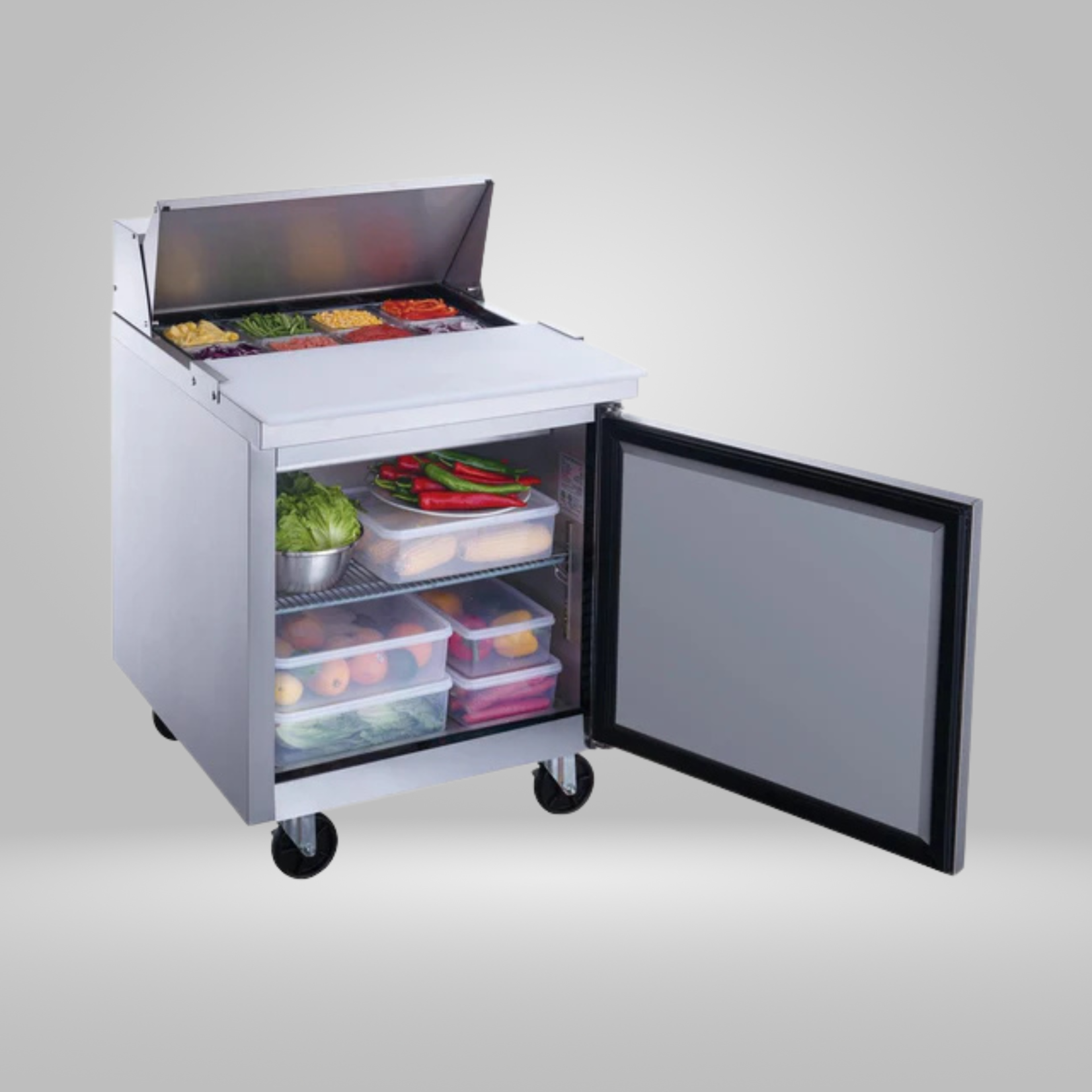DUKERS DUKERS - 29" 1-Door Commercial Food Prep Table Refrigerator in Stainless Steel