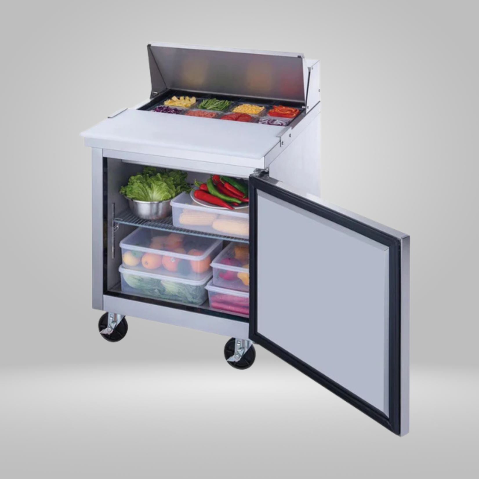 DUKERS DUKERS - 29" 1-Door Commercial Food Prep Table Refrigerator in Stainless Steel