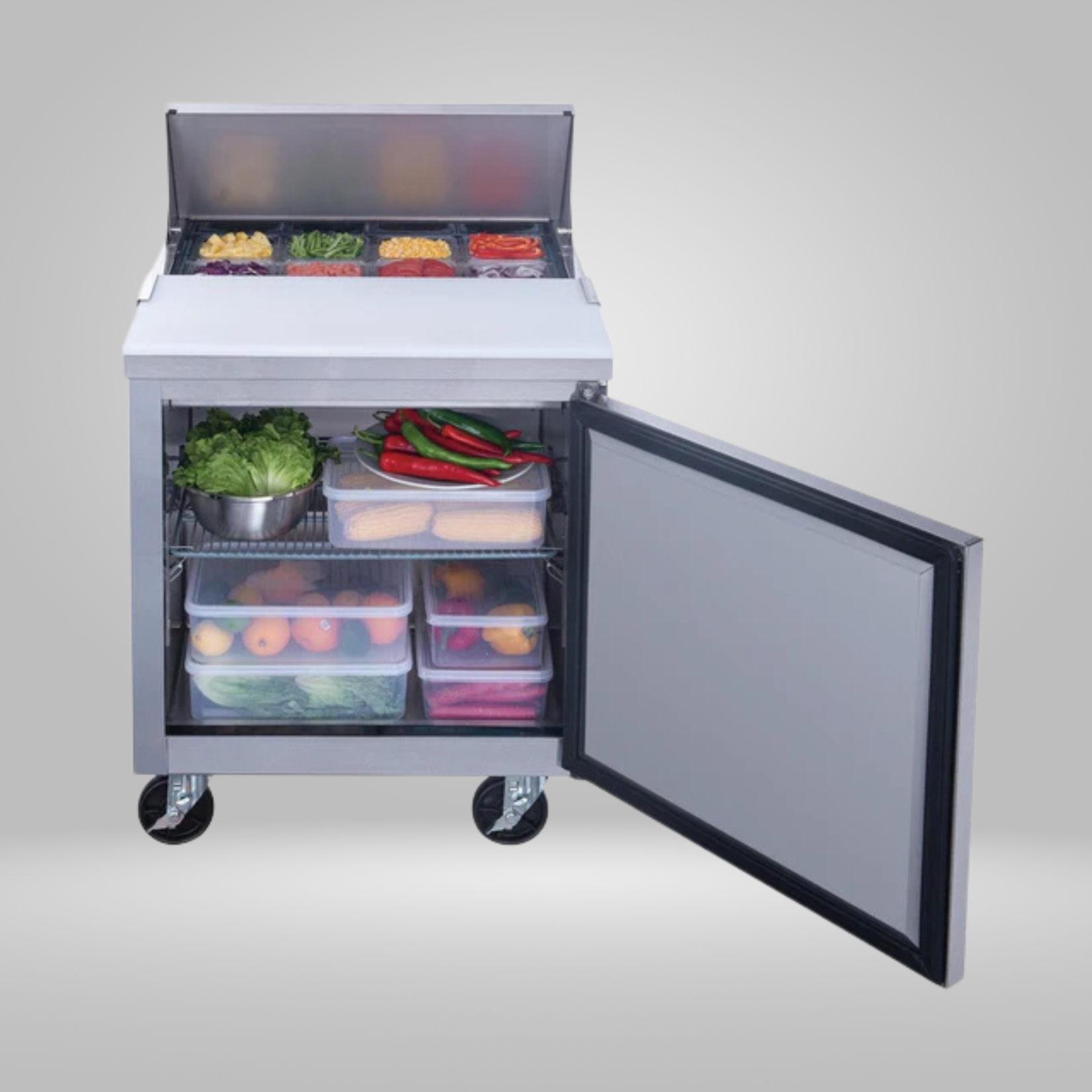 DUKERS DUKERS - 29" 1-Door Commercial Food Prep Table Refrigerator in Stainless Steel