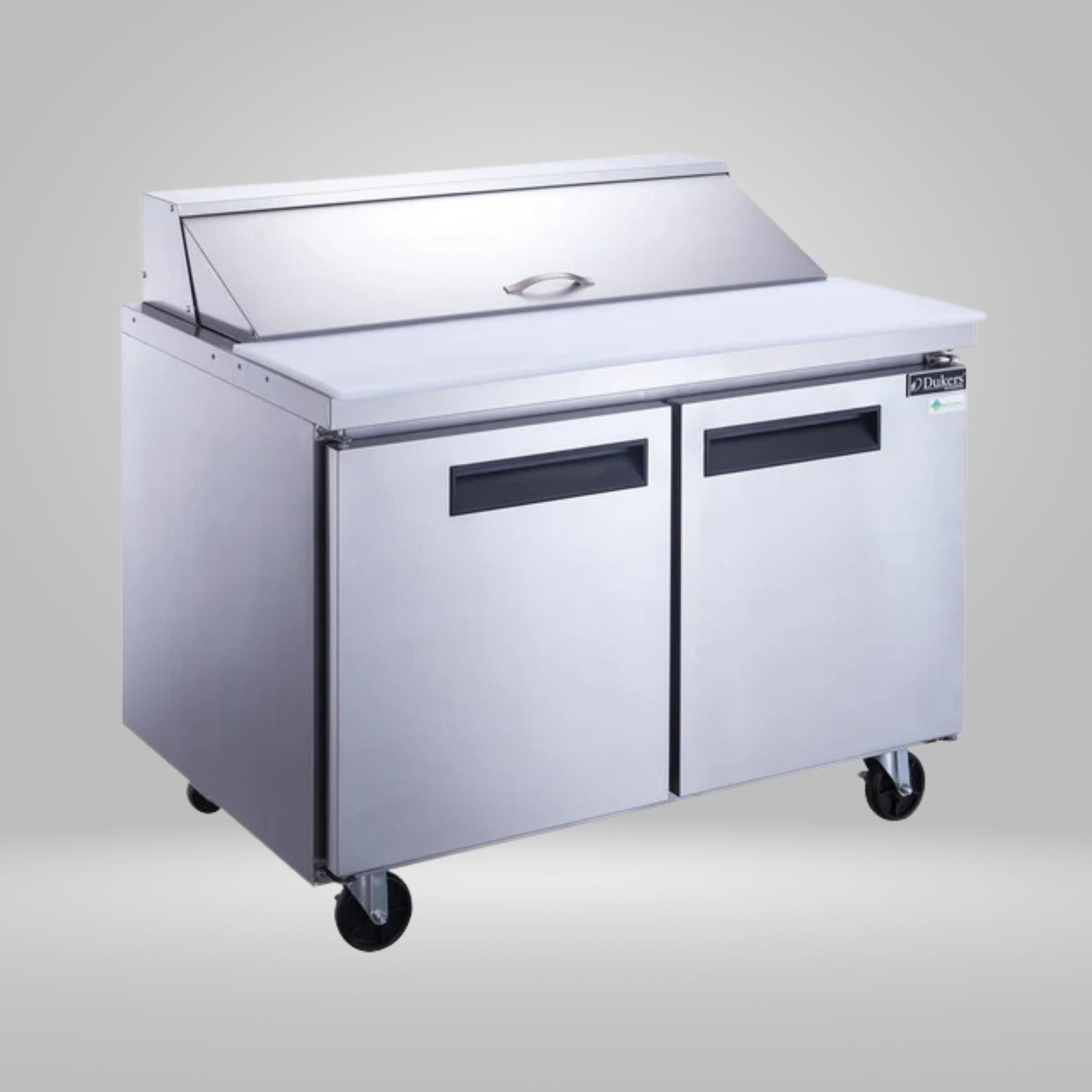 DUKERS DUKERS - 48" 2-Door Commercial Food Prep Table Refrigerator in Stainless Steel