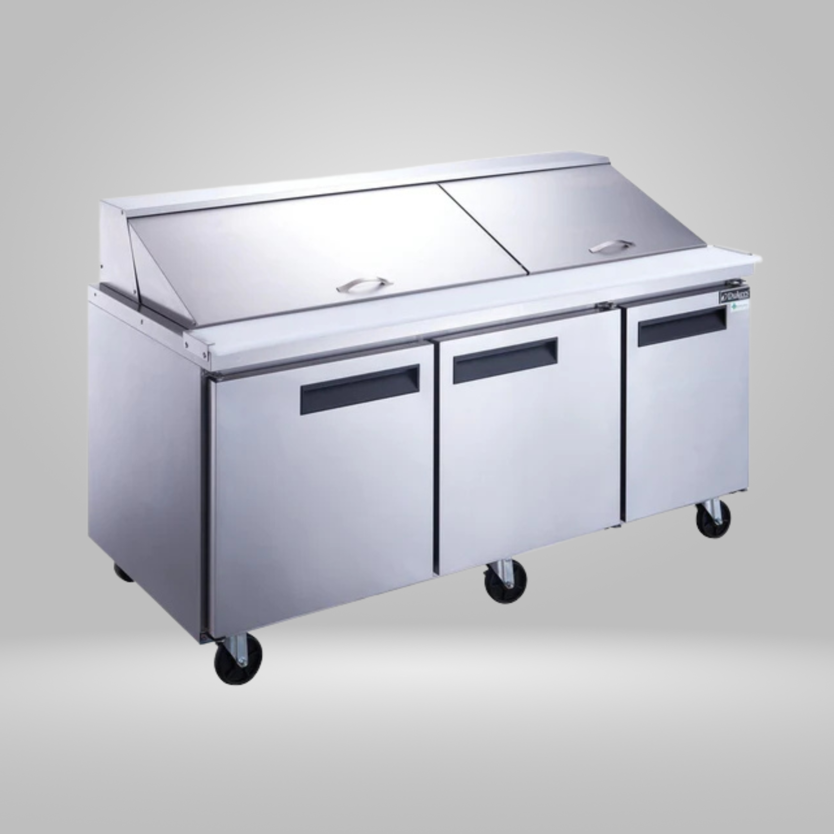 DUKERS DUKERS - 72" 3-Door Commercial Food Prep Table Refrigerator in Stainless Steel with Mega Top