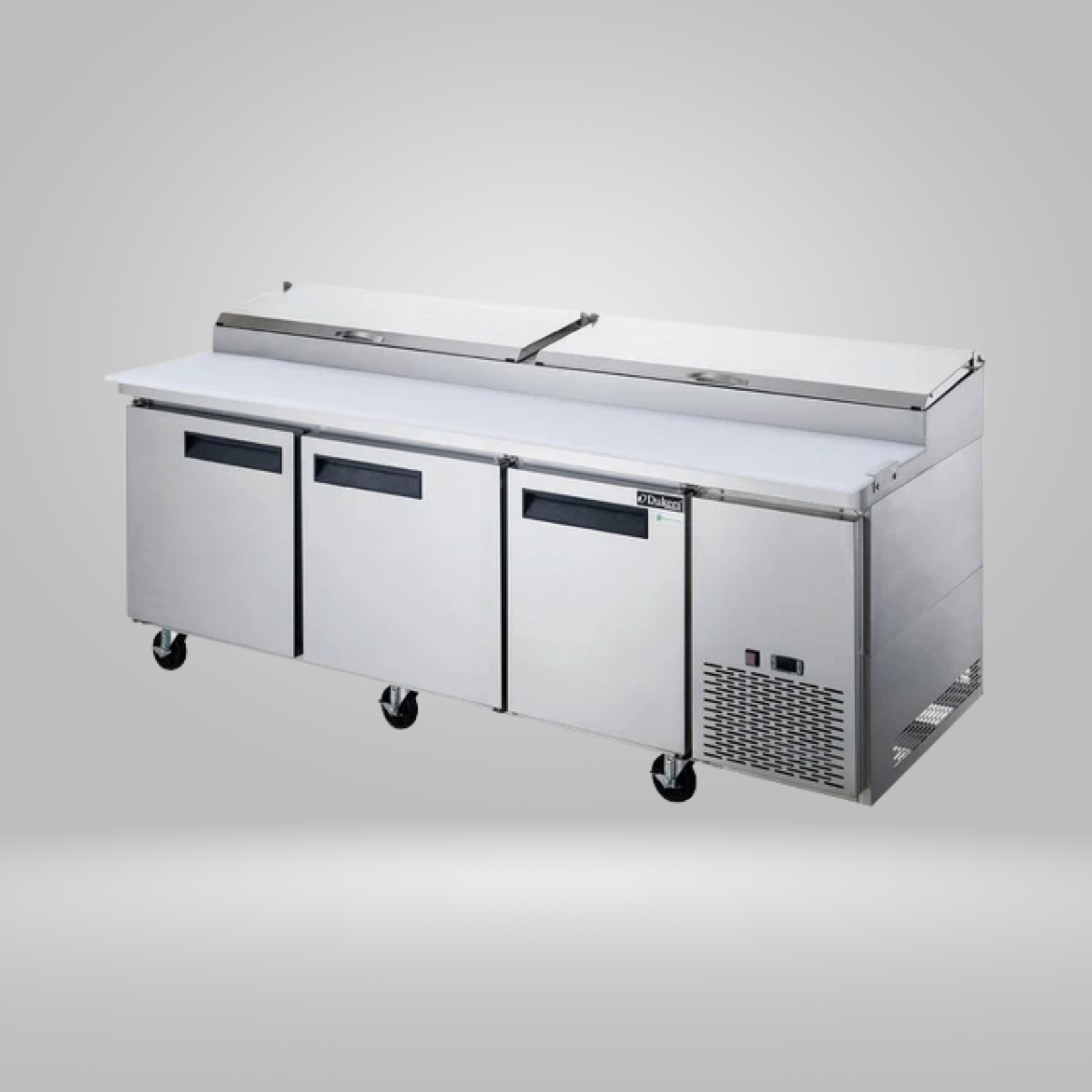 DUKERS DUKERS - Commercial 3-Door Pizza Prep Table Refrigerator