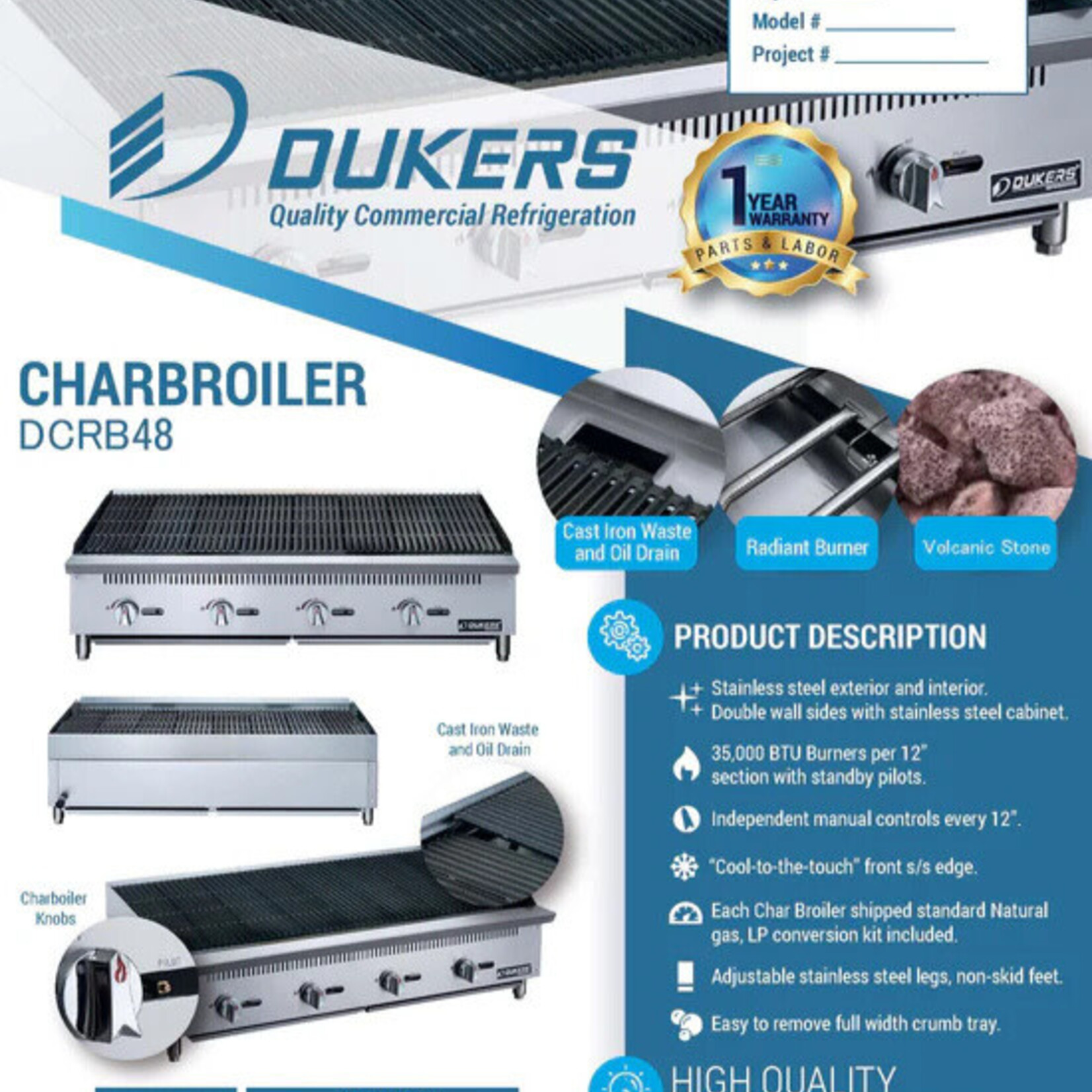 DUKERS DUKERS - 48 in. W Countertop Charbroiler