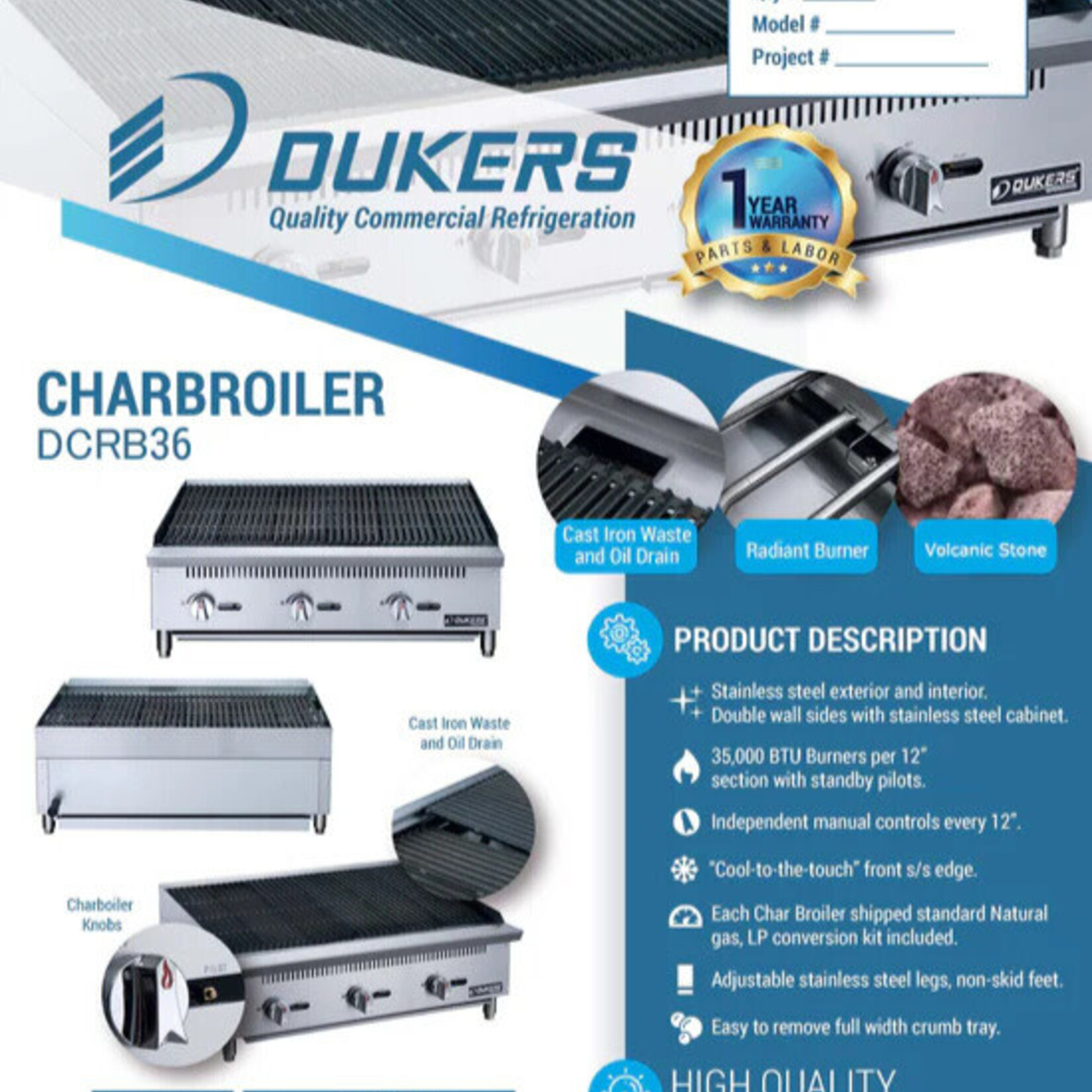 DUKERS DUKERS - 36 in. Charbroilers