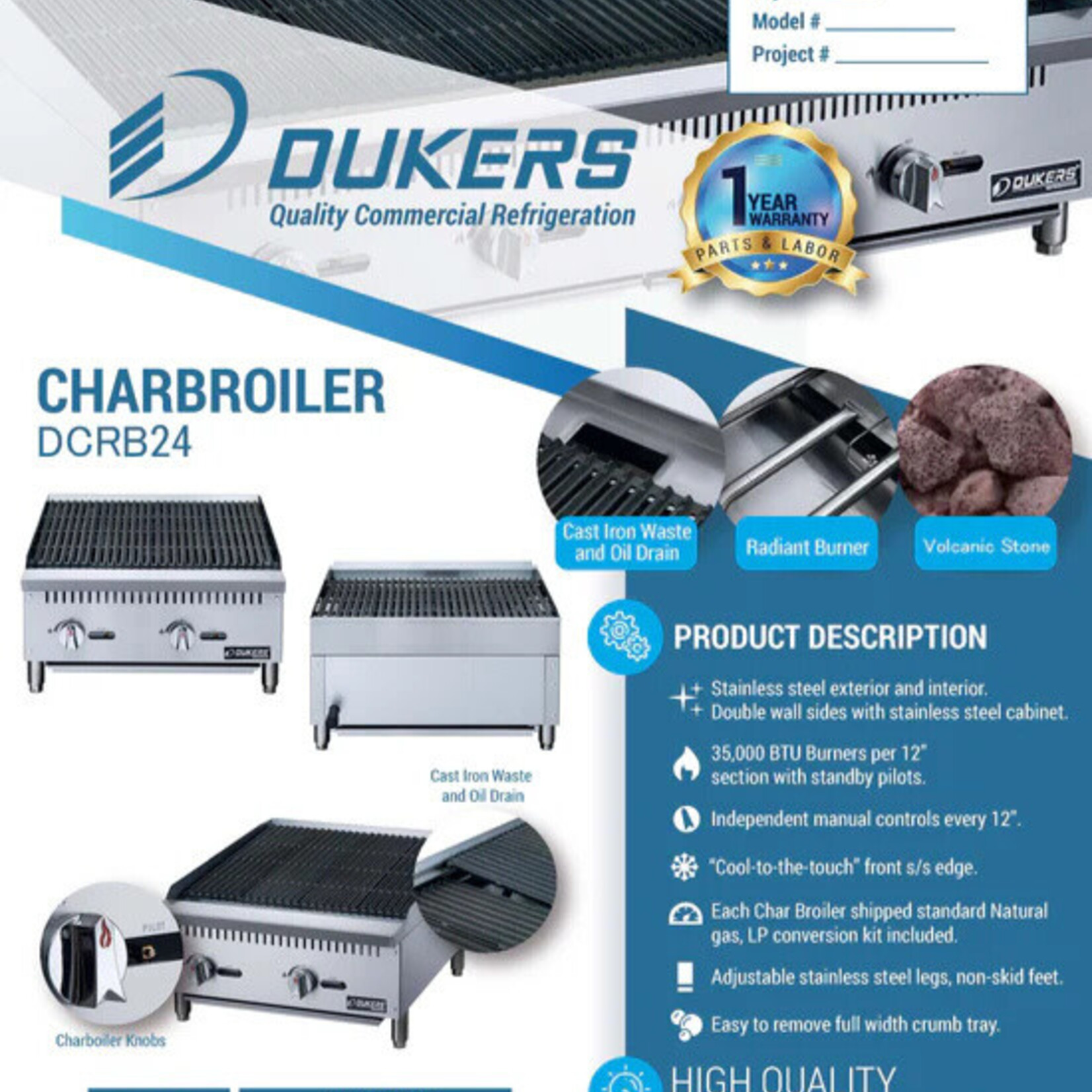 DUKERS DUKERS - 24 in. W Countertop Charbroiler