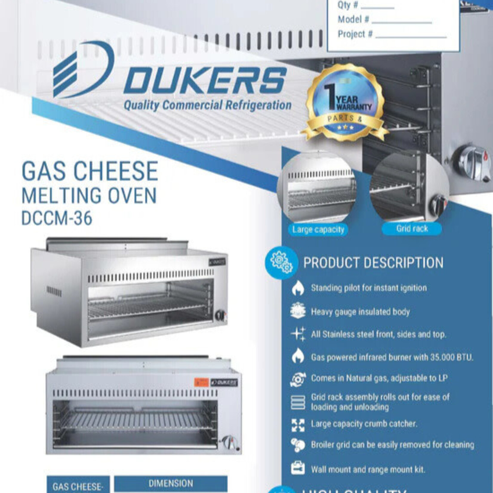 DUKERS DUKERS - Salamanders Cheese Melting Oven