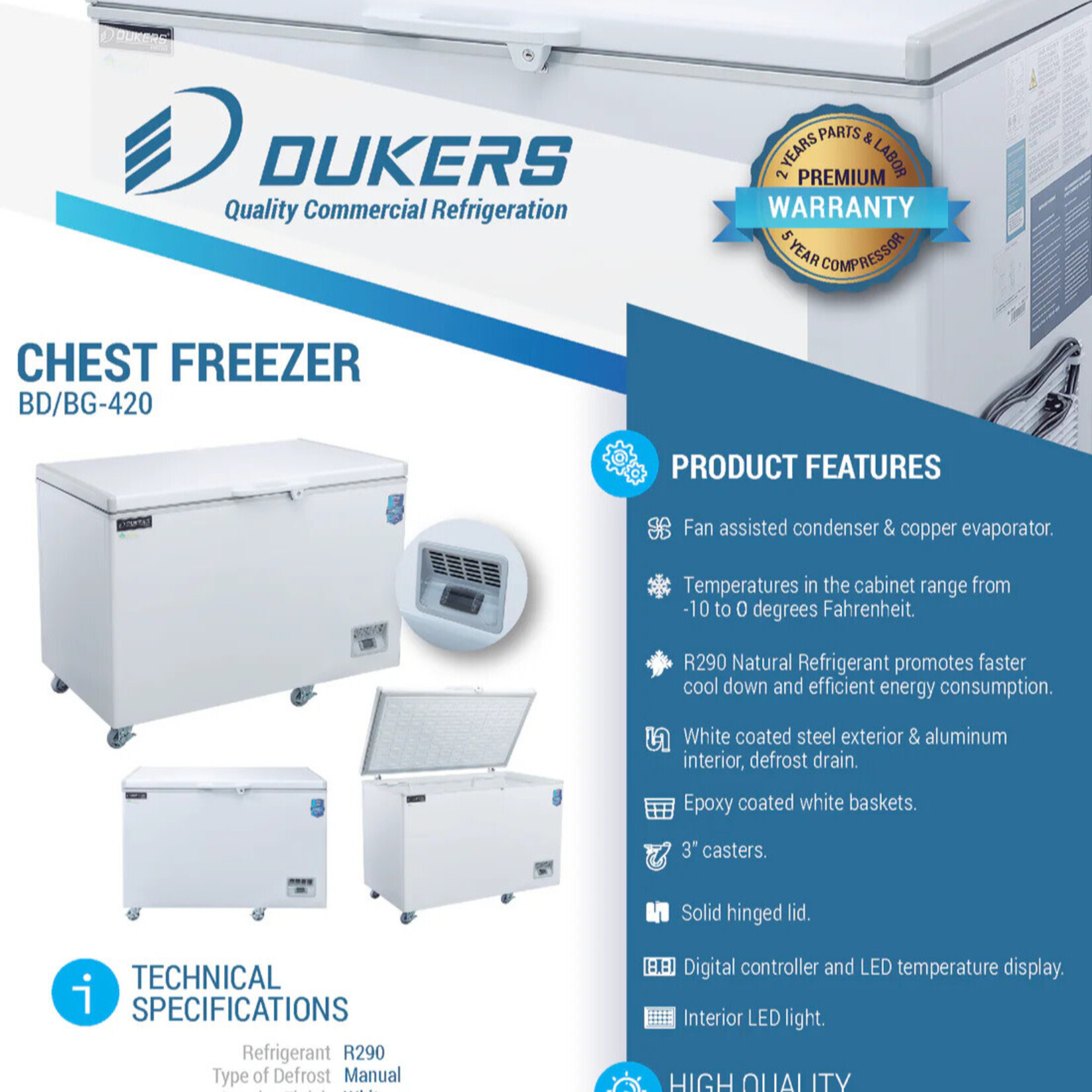 DUKERS DUKERS - 49" Commercial Chest Freezer