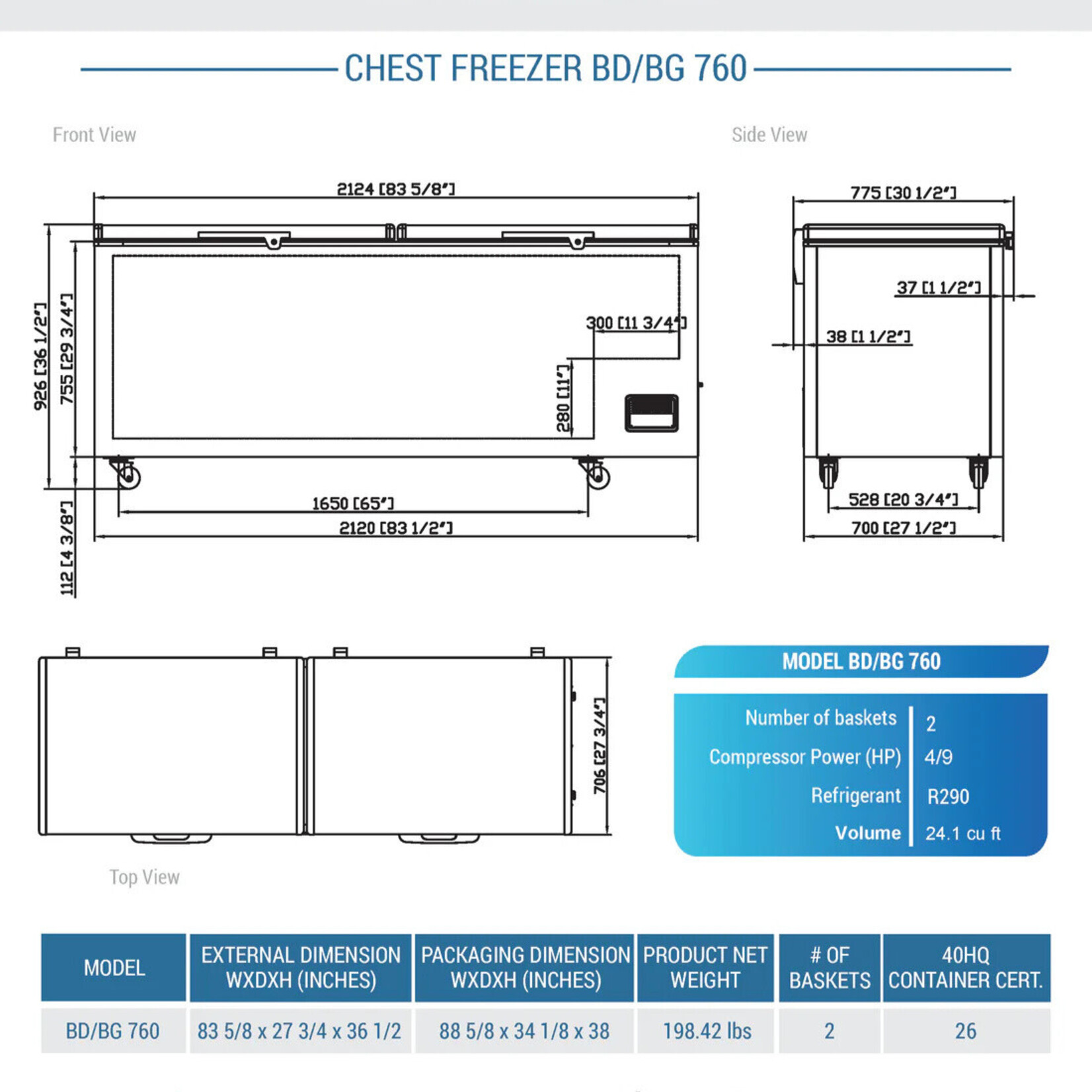 DUKERS DUKERS - 71" Commercial Chest Freezer