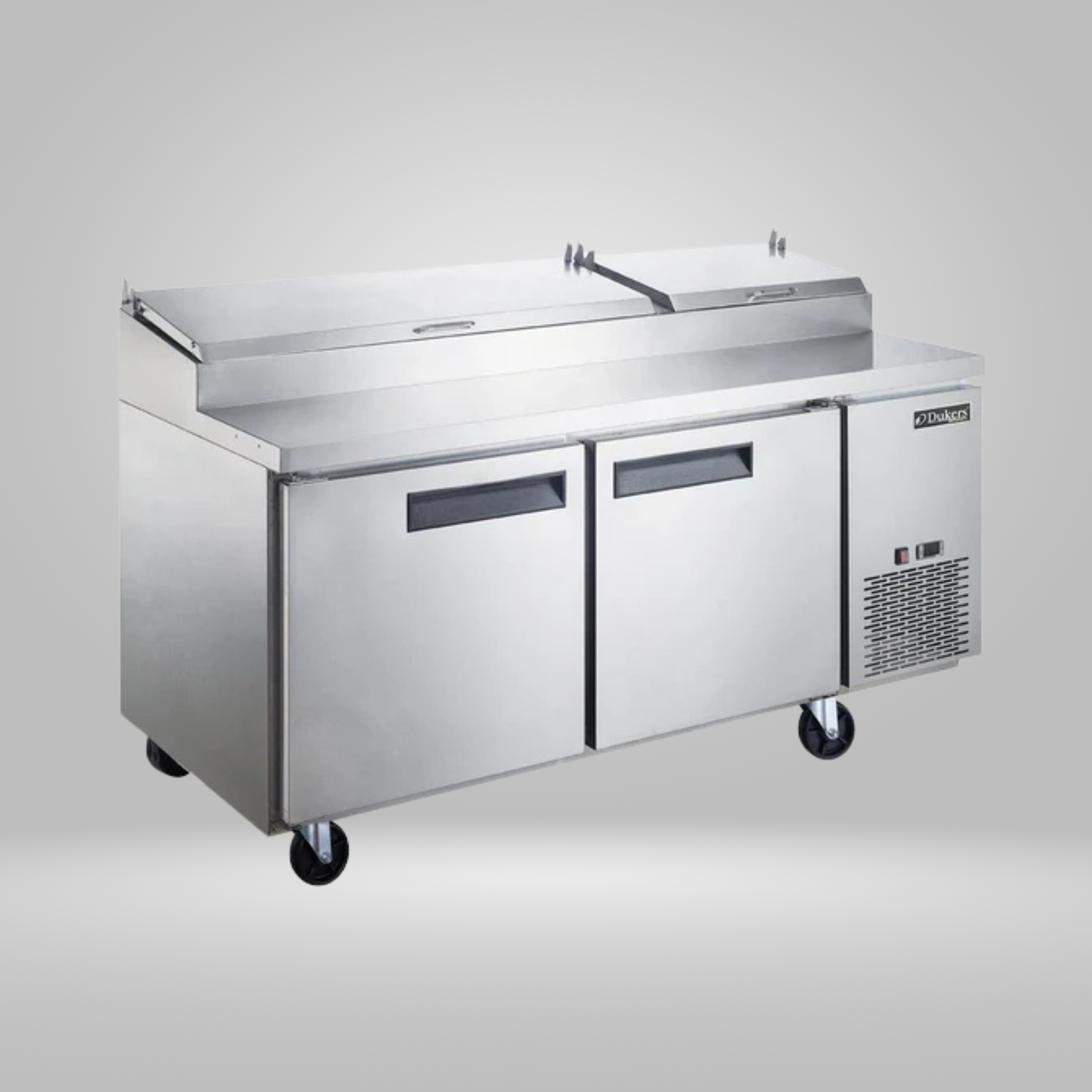 DUKERS DUKERS - Commercial 2-Door Pizza Prep Table Refrigerator