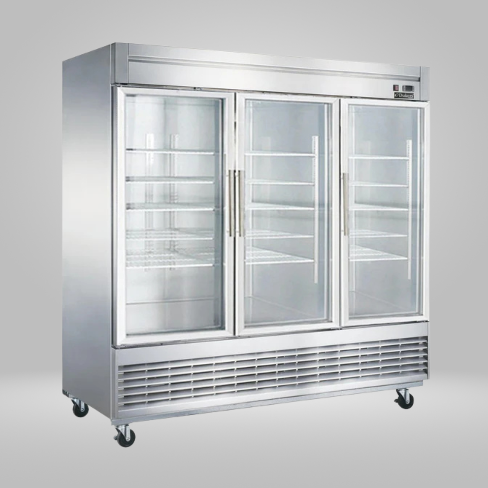 DUKERS DUKERS - Bottom Mount Glass 3-Door Commercial Reach-in Refrigerator