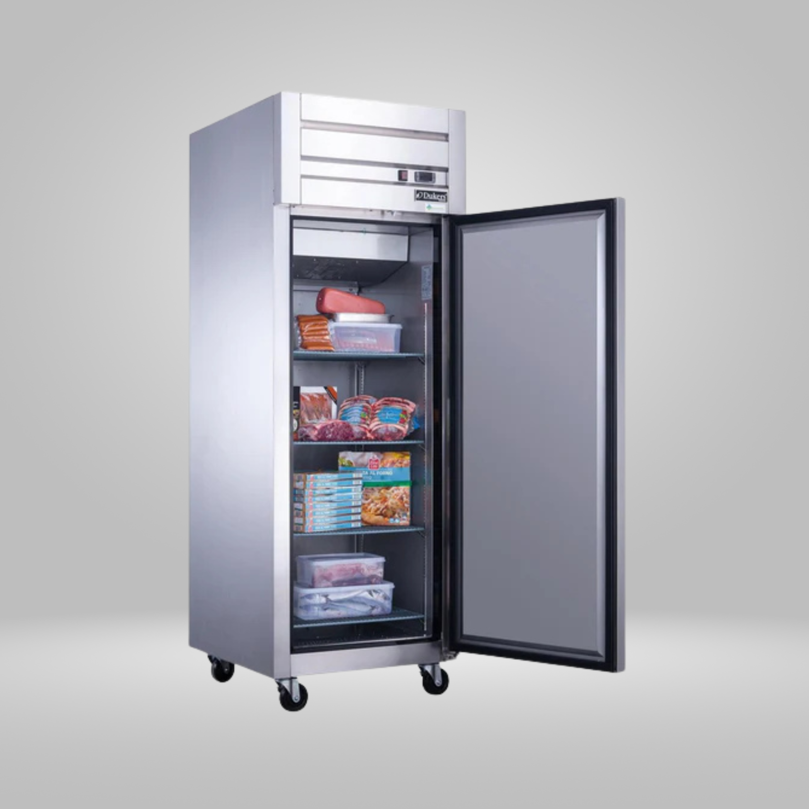 DUKERS DUKERS - Commercial Single Door Top Mount Freezer in Stainless Steel