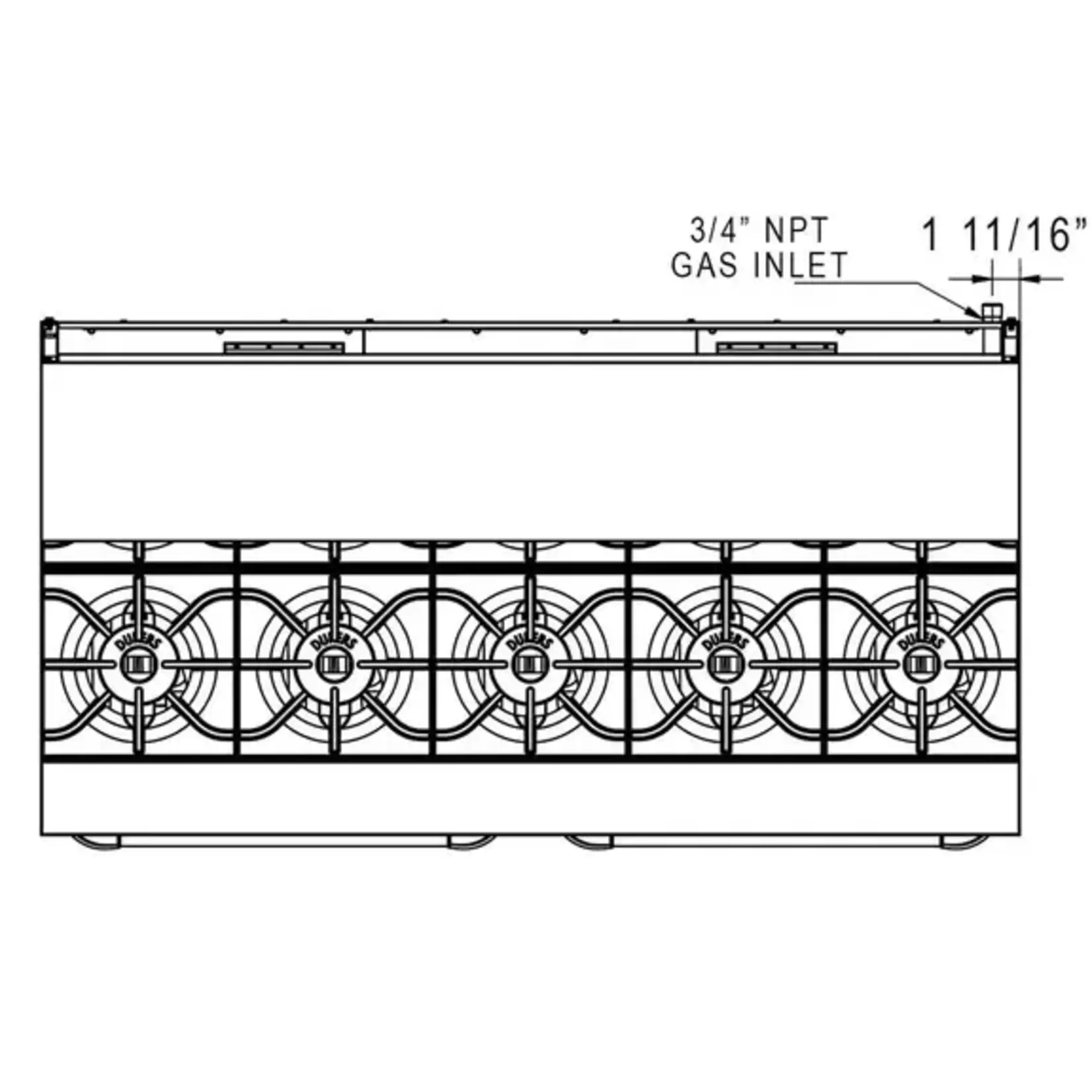 DUKERS DUKERS - 60" Gas Range with Ten (10) Open Burners