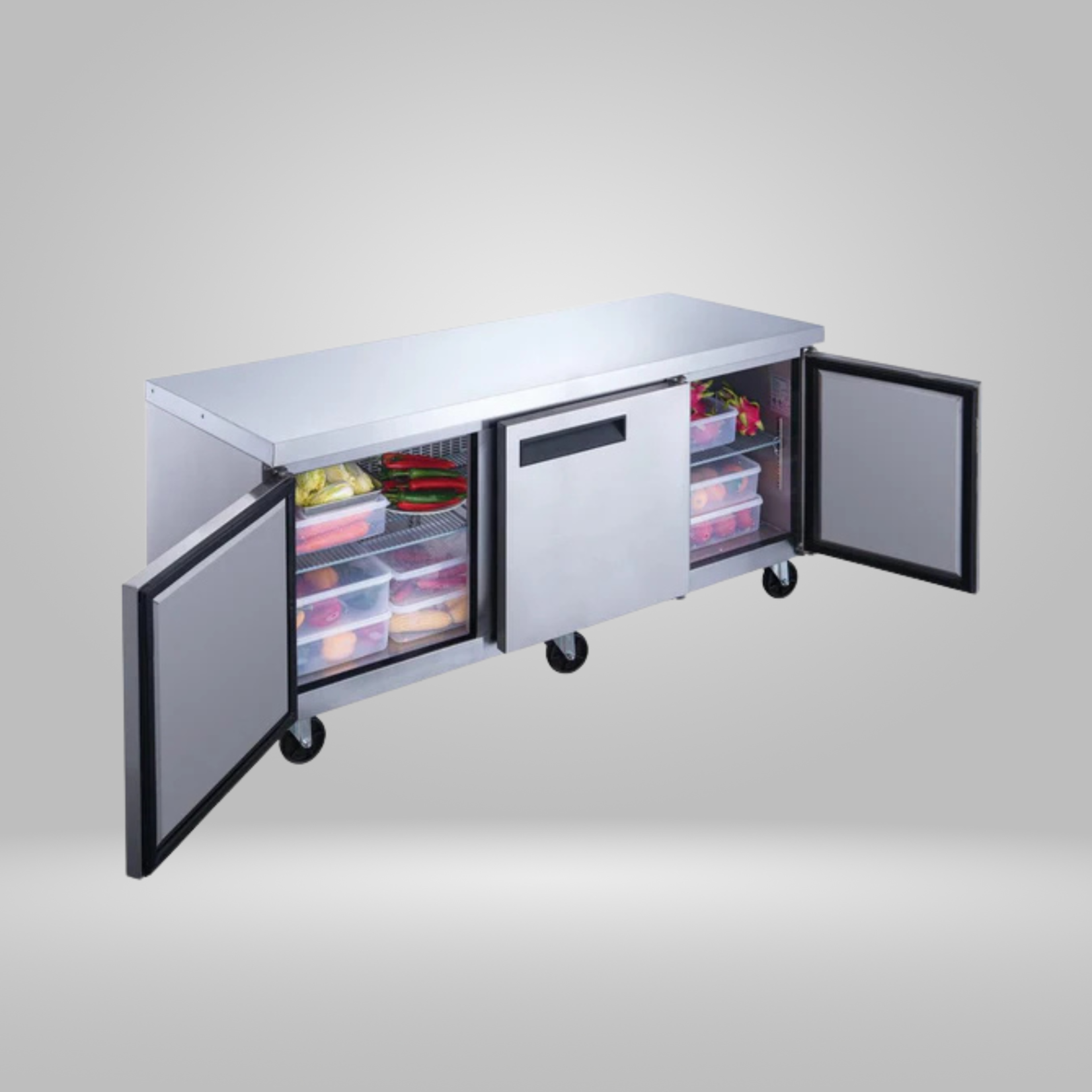 DUKERS DUKERS - 3-Door Undercounter Commercial Refrigerator in Stainless Steel